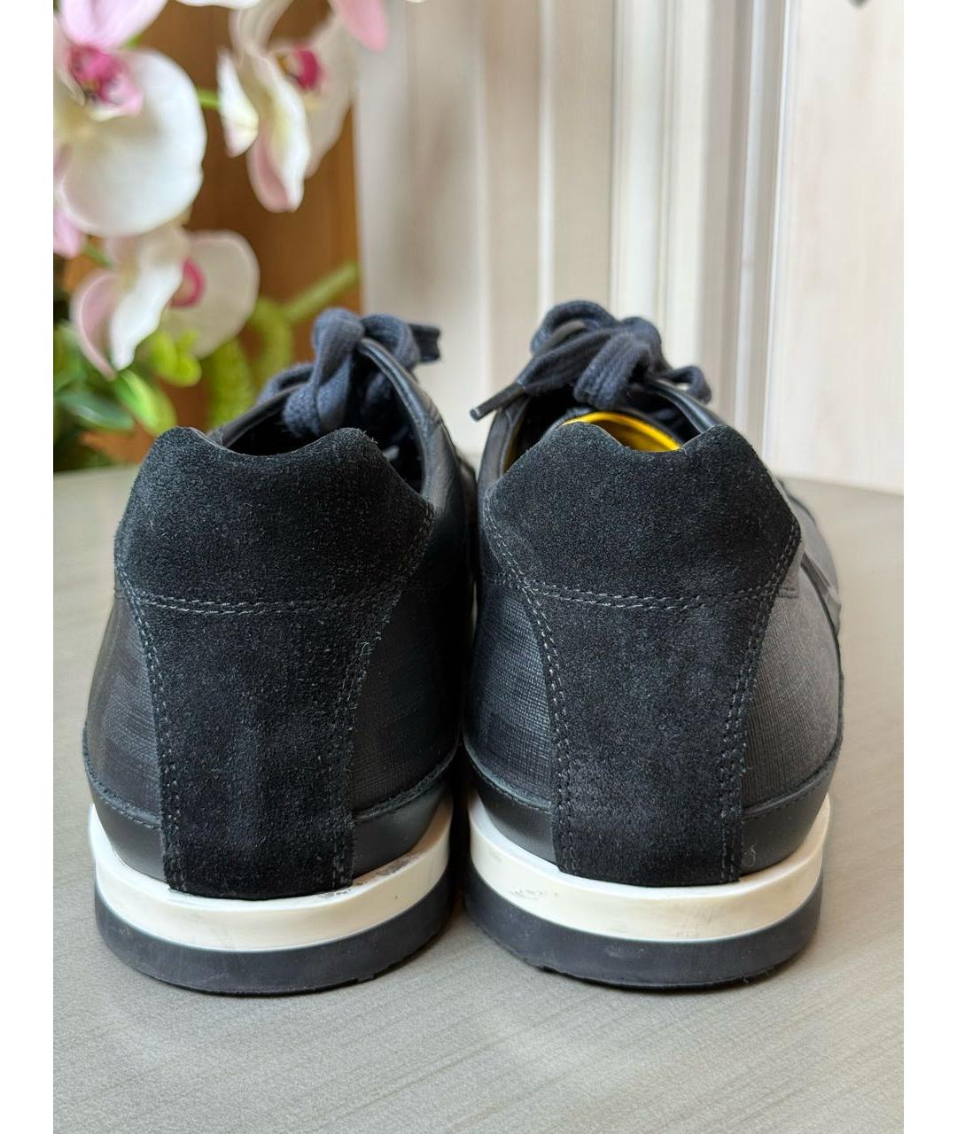 FENDI Черные кожаные низкие кроссовки / кеды, фото 3