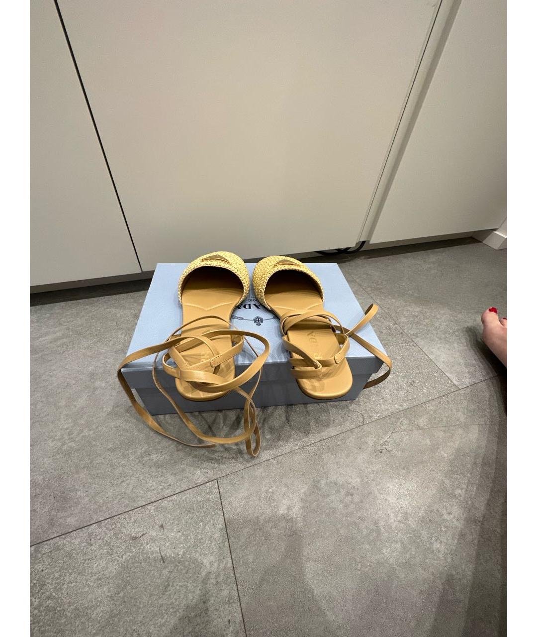 PRADA Бежевые сабо, фото 4
