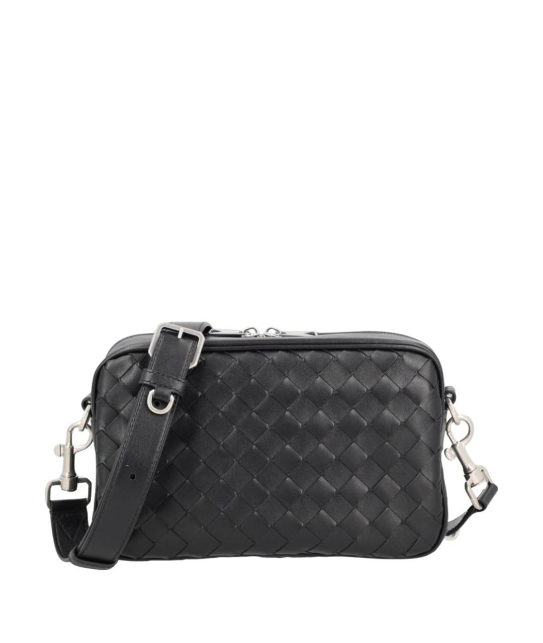 BOTTEGA VENETA Черная кожаная сумка на плечо, фото 1