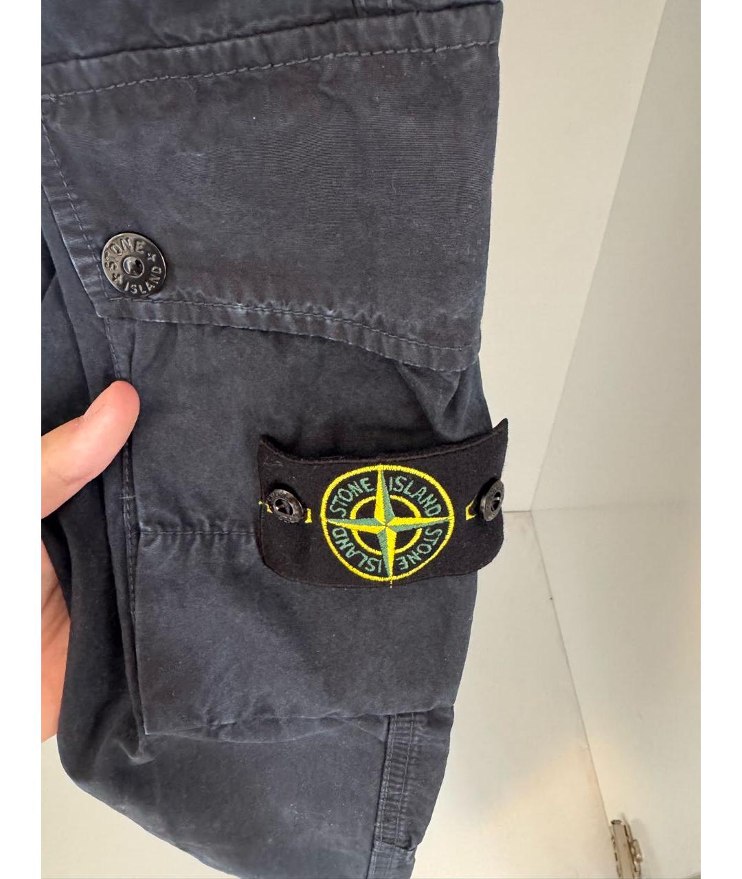 STONE ISLAND Темно-синие хлопковые повседневные брюки, фото 3