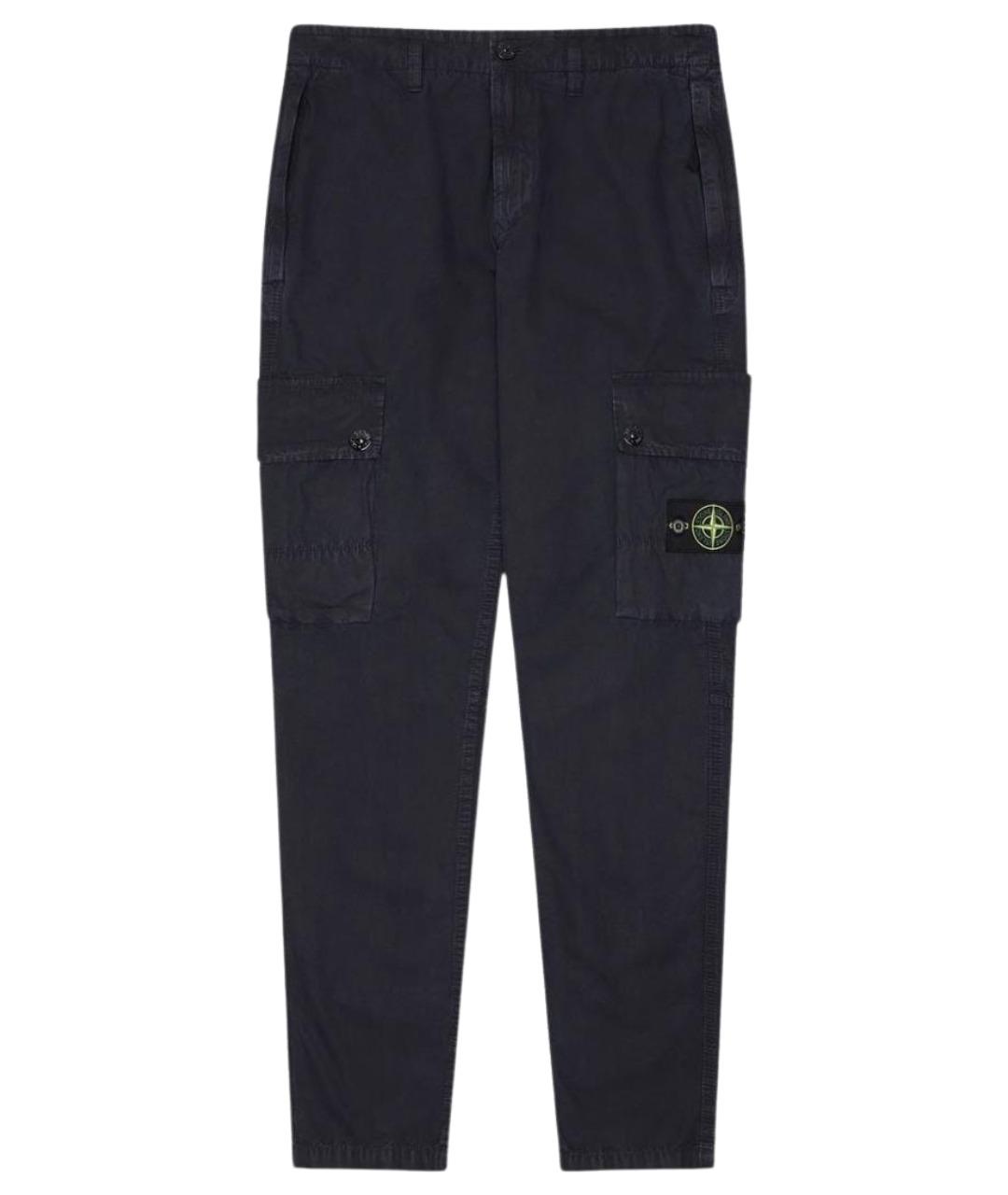 STONE ISLAND Темно-синие хлопковые повседневные брюки, фото 1