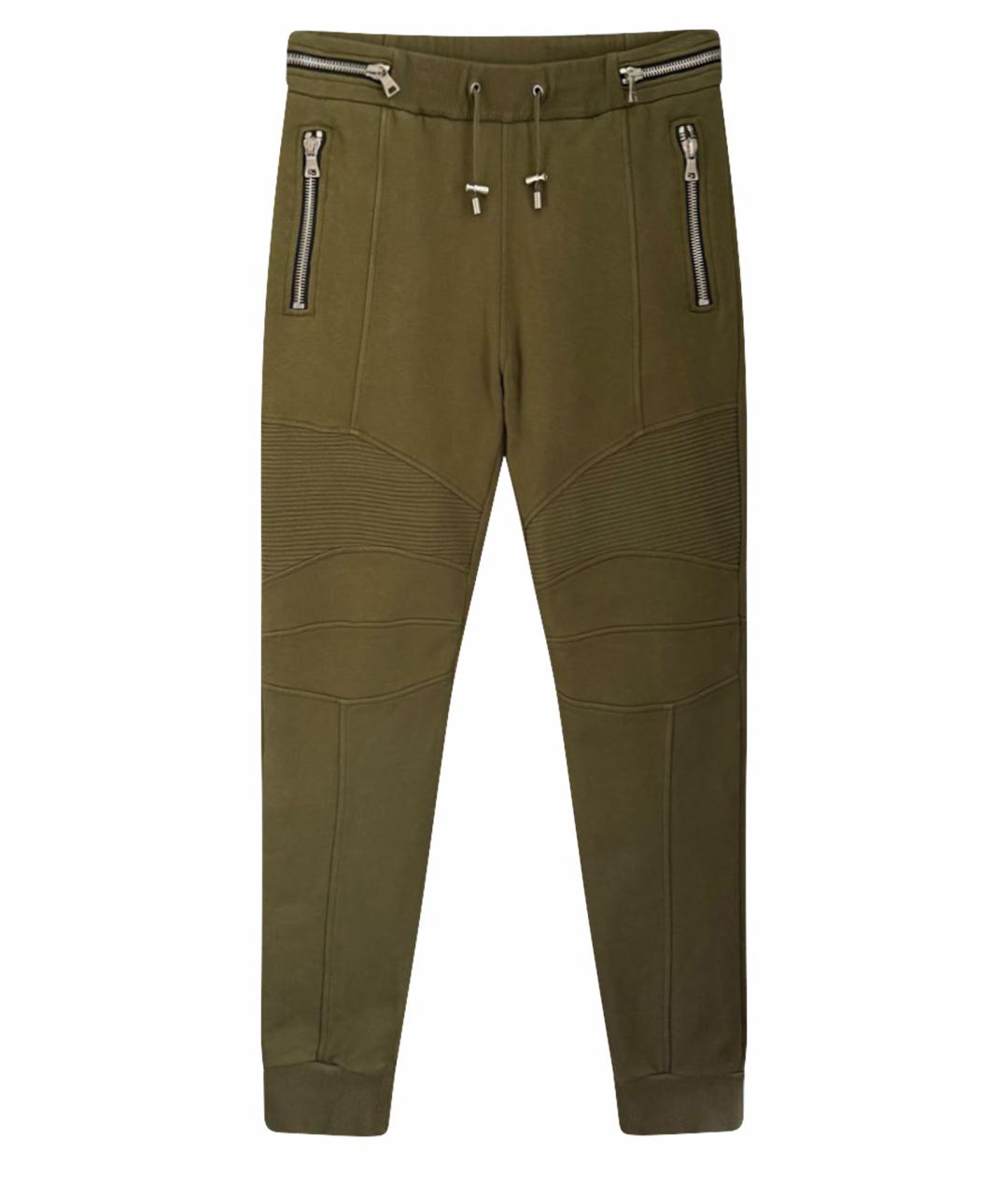 BALMAIN Хаки хлопковые повседневные брюки, фото 1