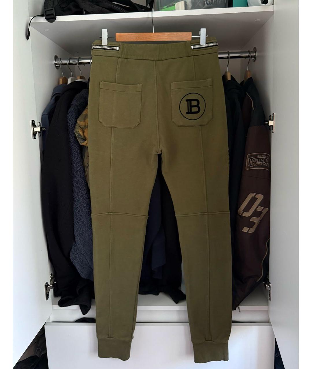BALMAIN Хаки хлопковые повседневные брюки, фото 3
