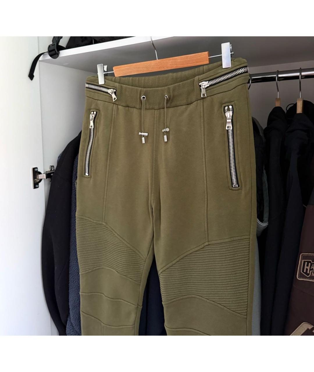 BALMAIN Хаки хлопковые повседневные брюки, фото 2