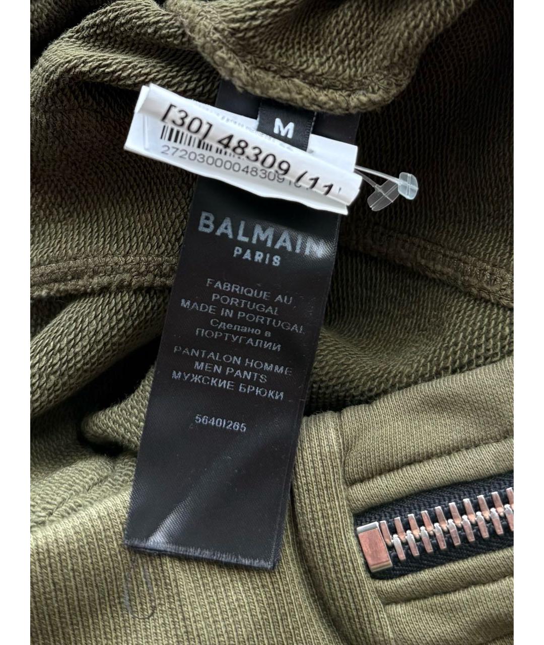 BALMAIN Хаки хлопковые повседневные брюки, фото 8
