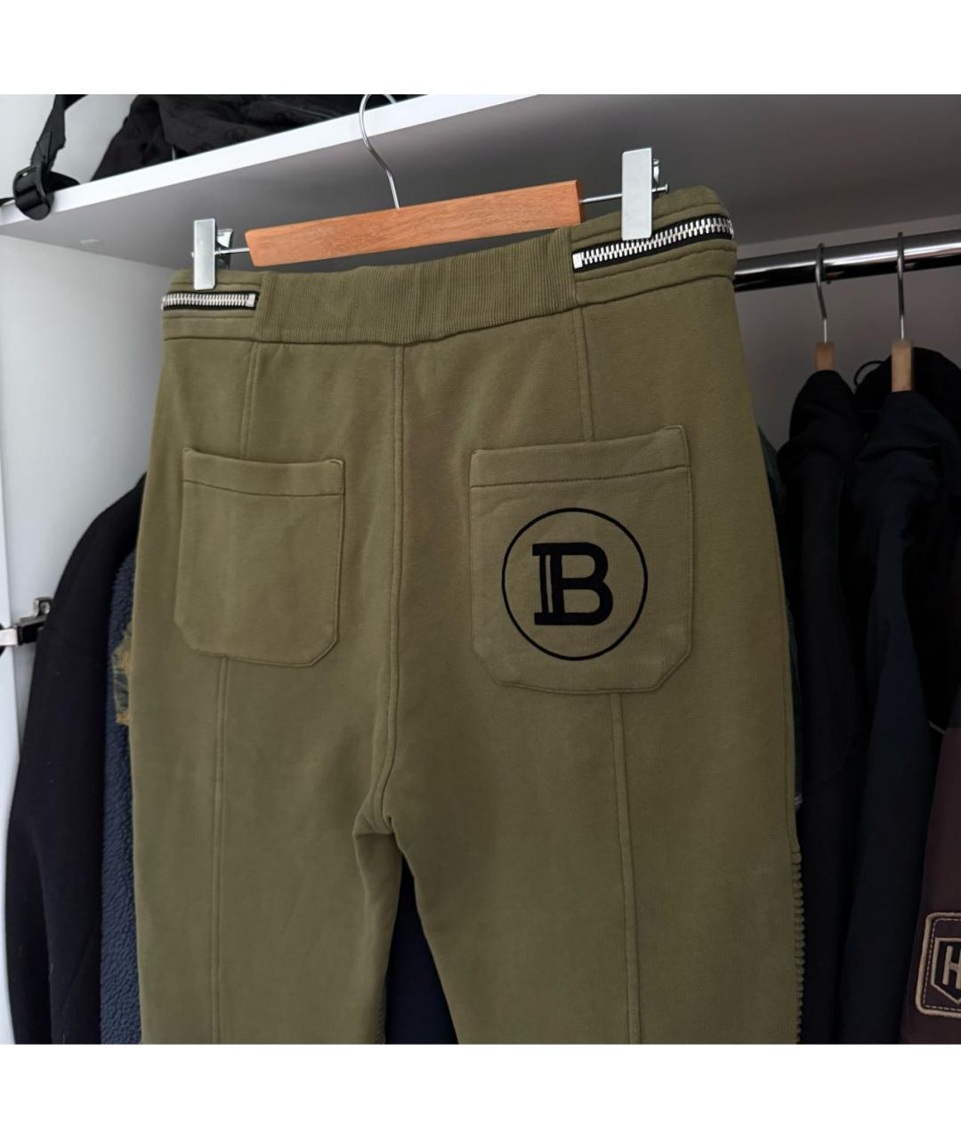 BALMAIN Хаки хлопковые повседневные брюки, фото 4