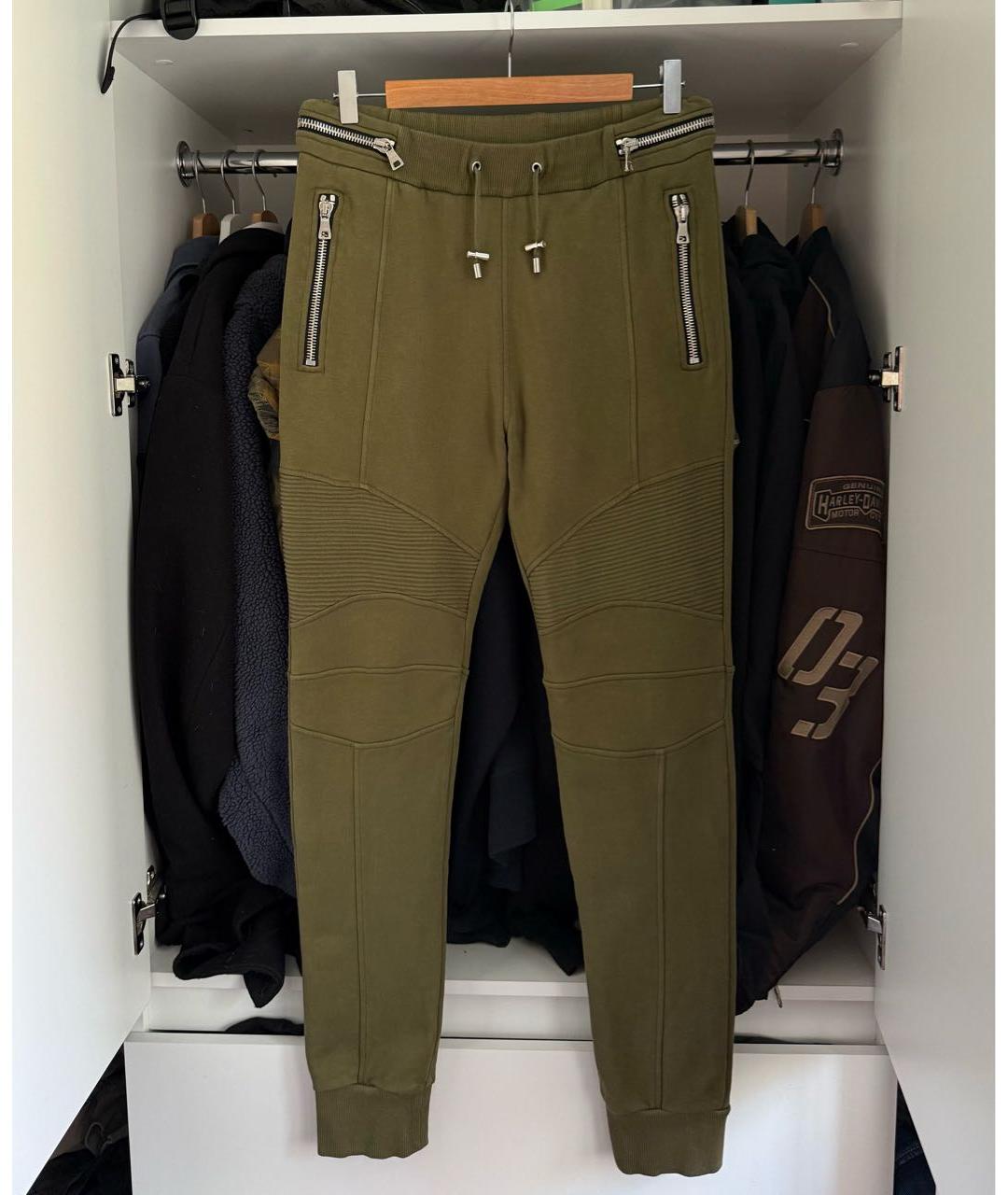 BALMAIN Хаки хлопковые повседневные брюки, фото 9