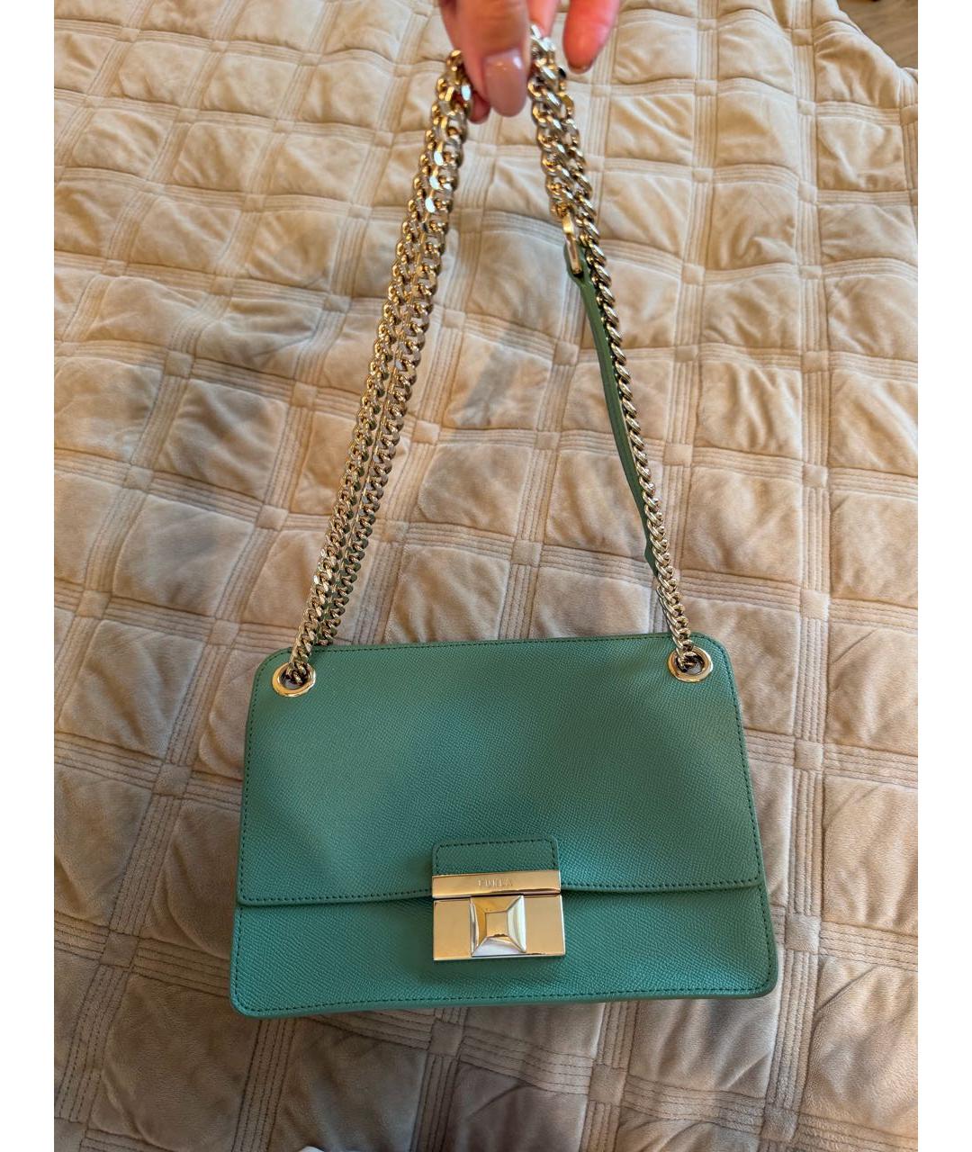 FURLA Зеленая кожаная сумка через плечо, фото 8