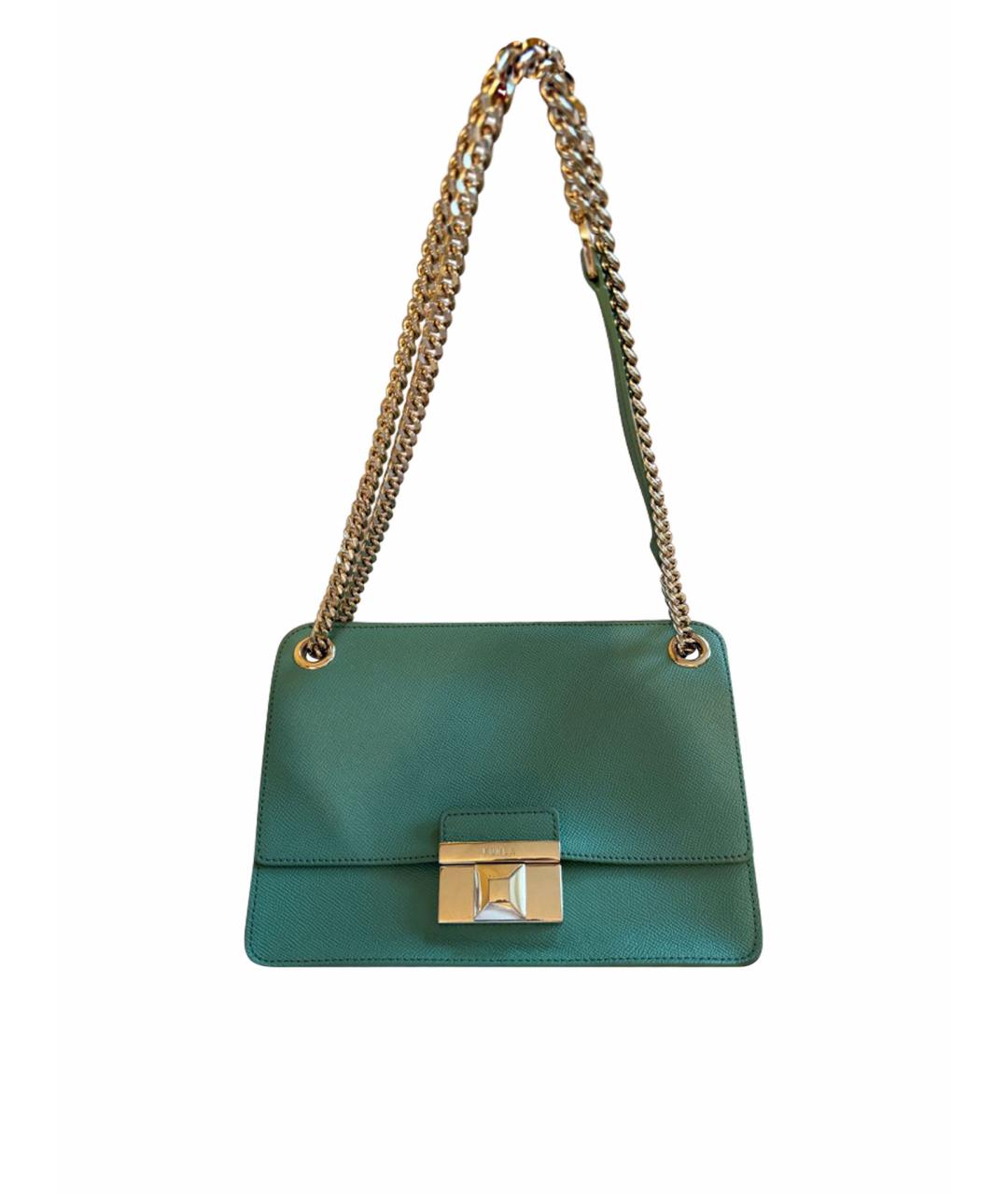 FURLA Зеленая кожаная сумка через плечо, фото 1