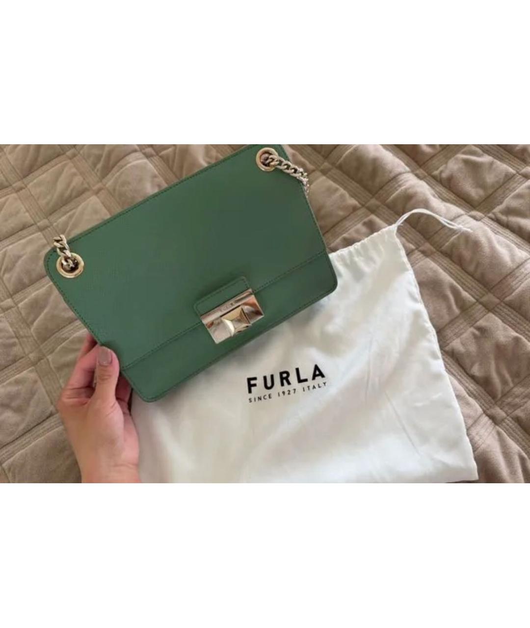 FURLA Зеленая кожаная сумка через плечо, фото 5