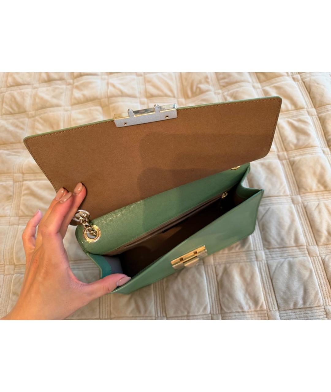 FURLA Зеленая кожаная сумка через плечо, фото 4