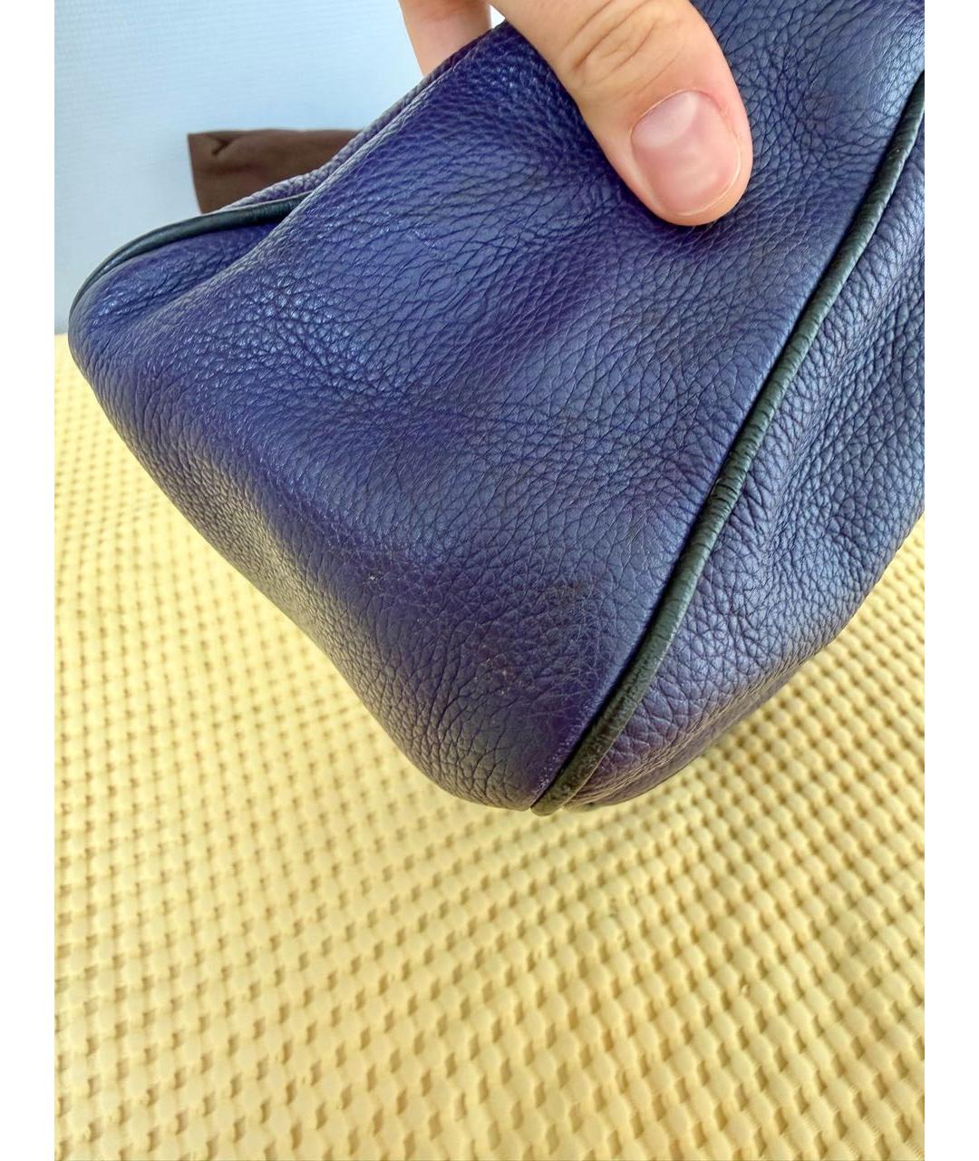 TOD'S Фиолетовая кожаная сумка с короткими ручками, фото 8