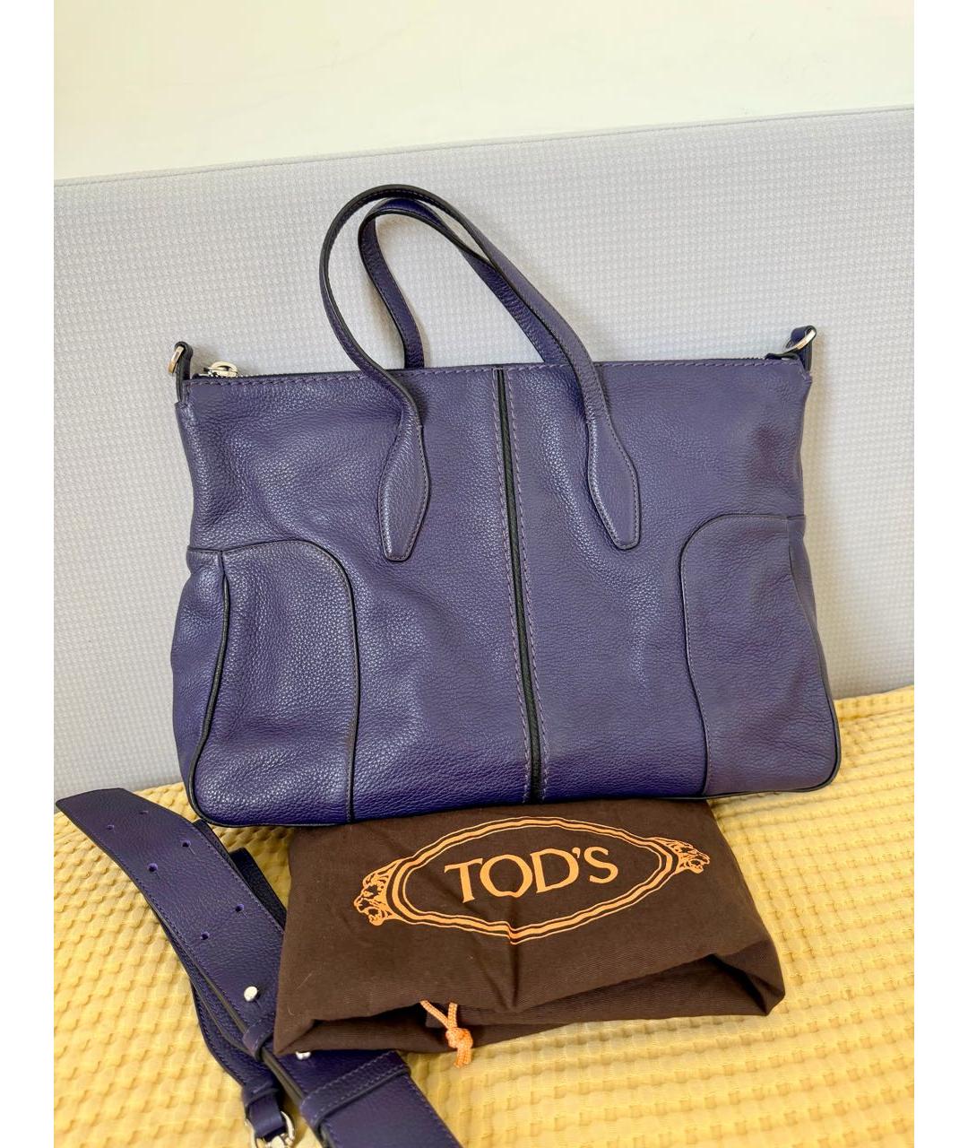 TOD'S Фиолетовая кожаная сумка с короткими ручками, фото 9