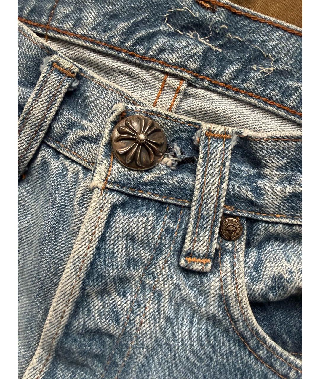 CHROME HEARTS Голубые хлопковые прямые джинсы, фото 4