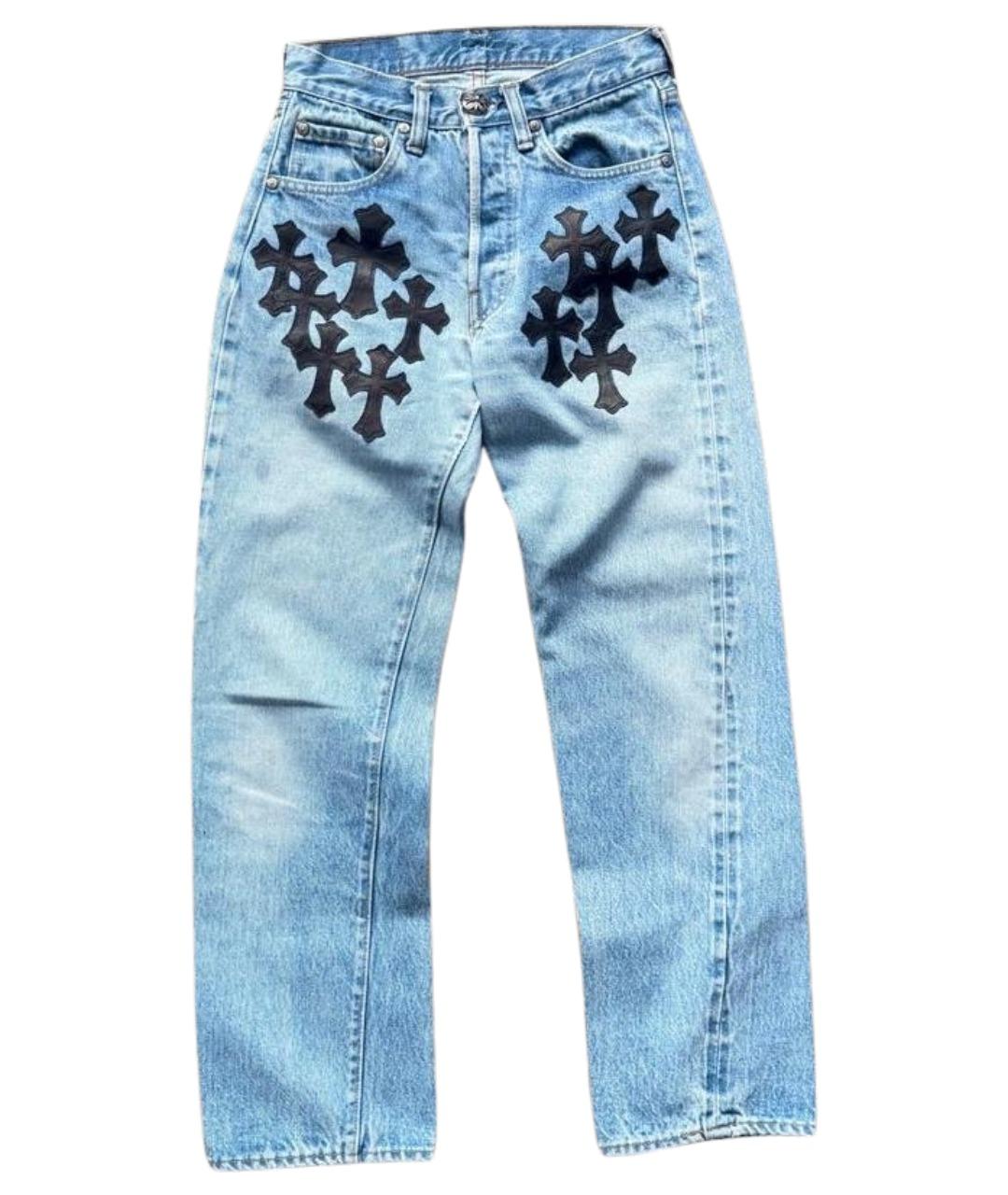 CHROME HEARTS Голубые хлопковые прямые джинсы, фото 1