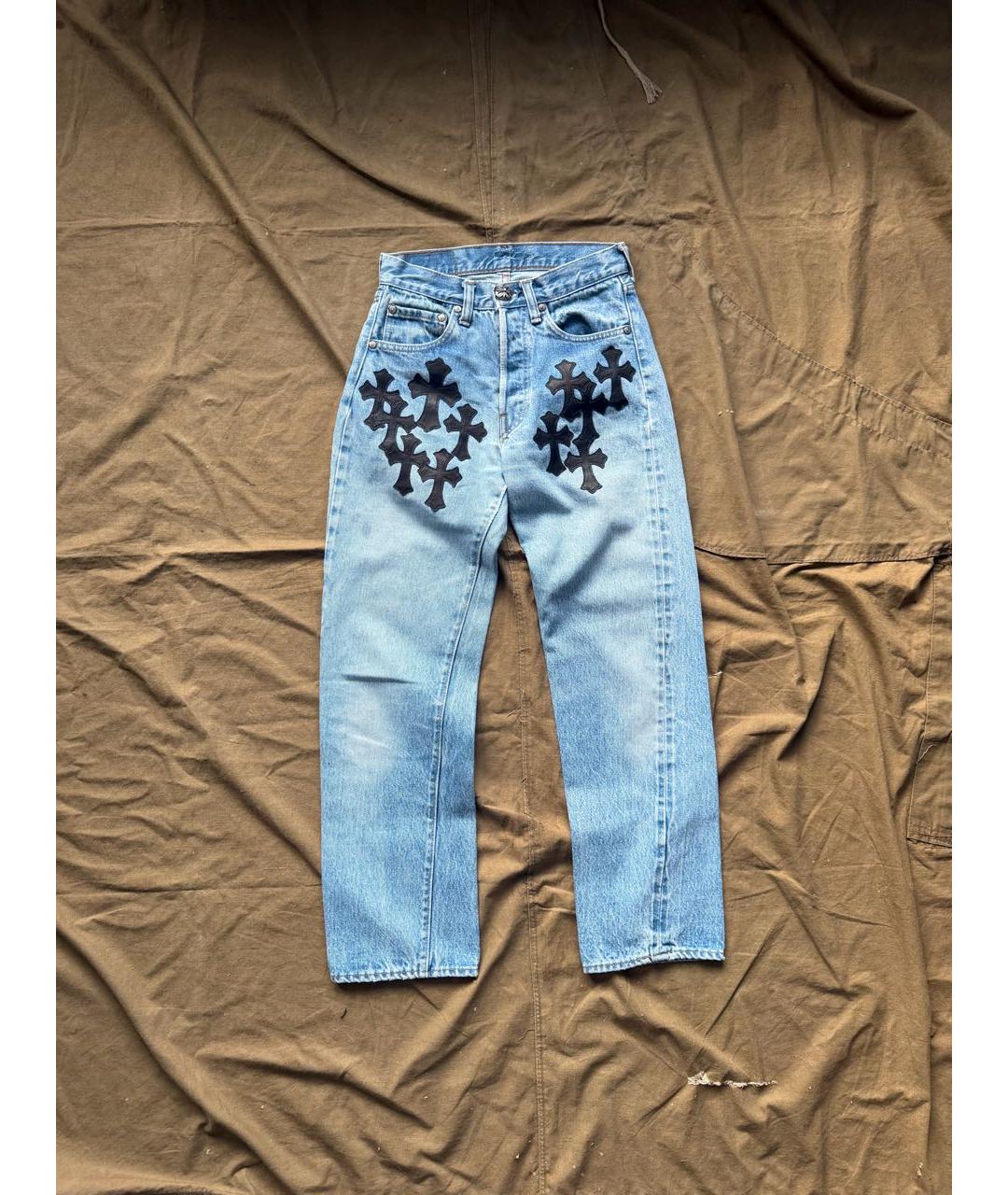 CHROME HEARTS Голубые хлопковые прямые джинсы, фото 5