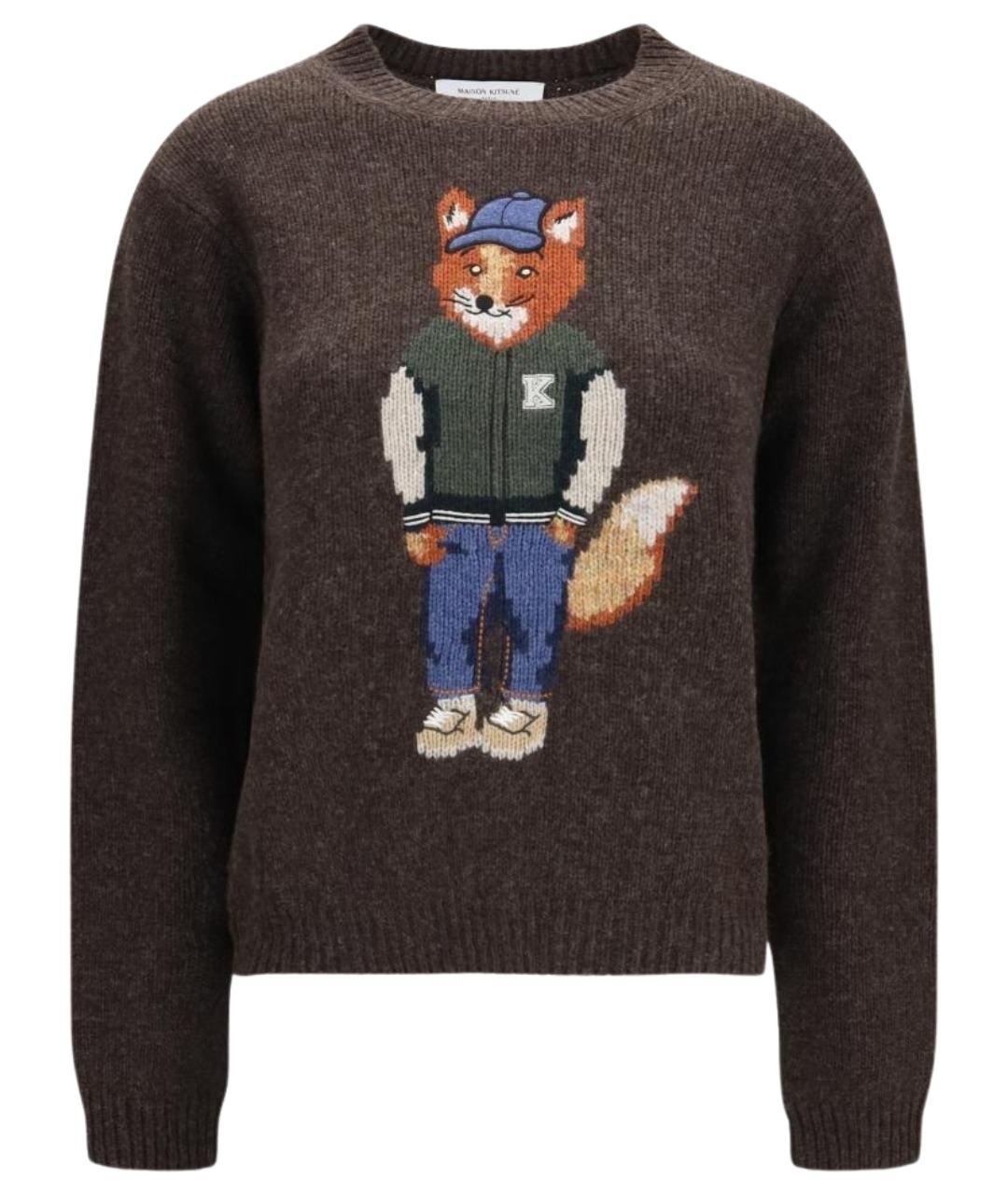 MAISON KITSUNE Коричневый шерстяной джемпер / свитер, фото 1