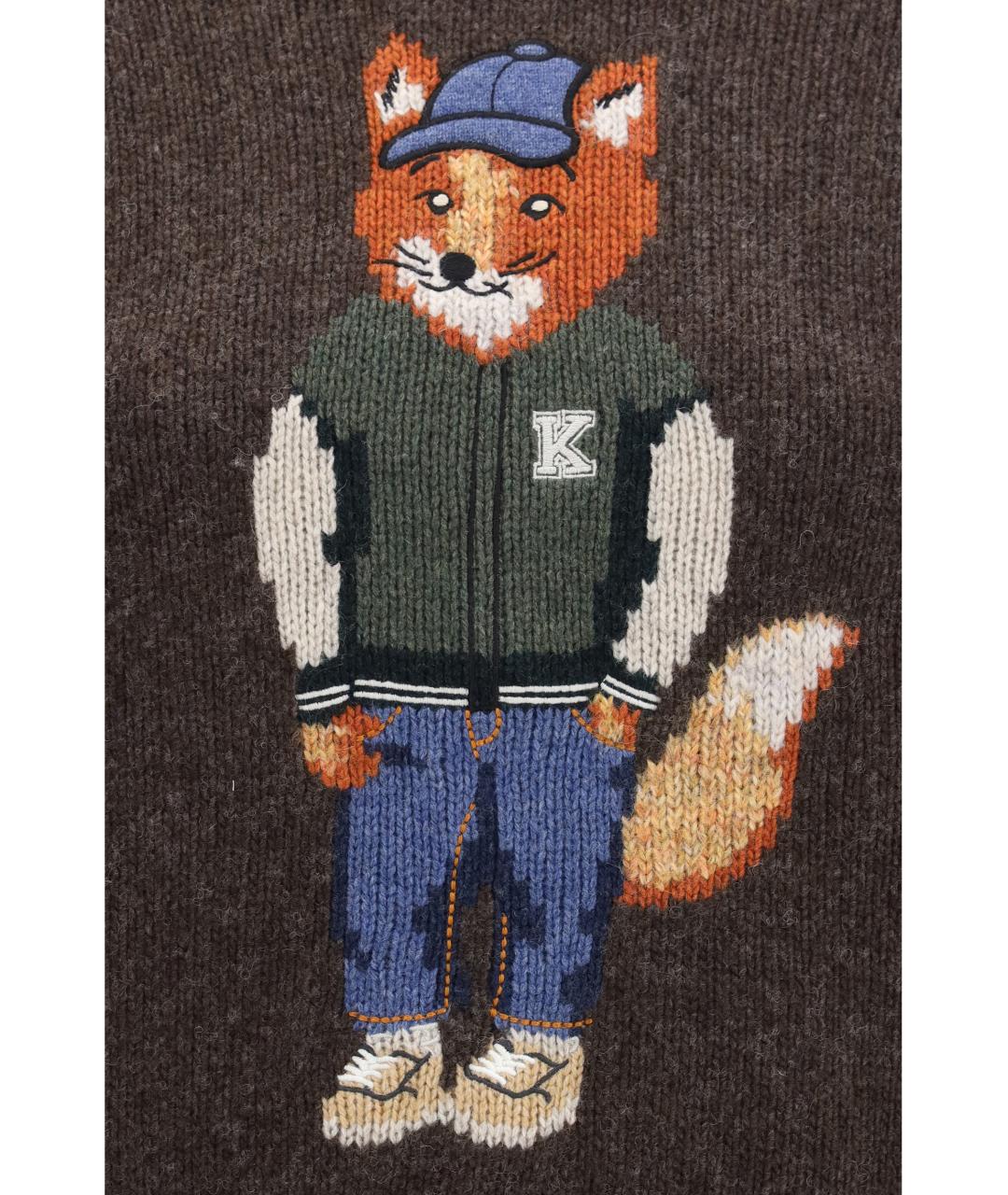 MAISON KITSUNE Коричневый шерстяной джемпер / свитер, фото 3