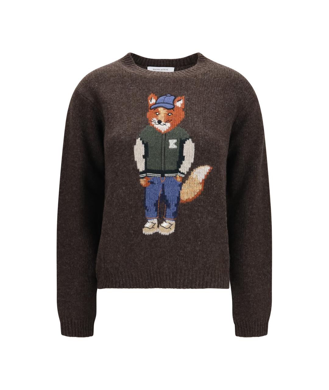 MAISON KITSUNE Коричневый шерстяной джемпер / свитер, фото 4