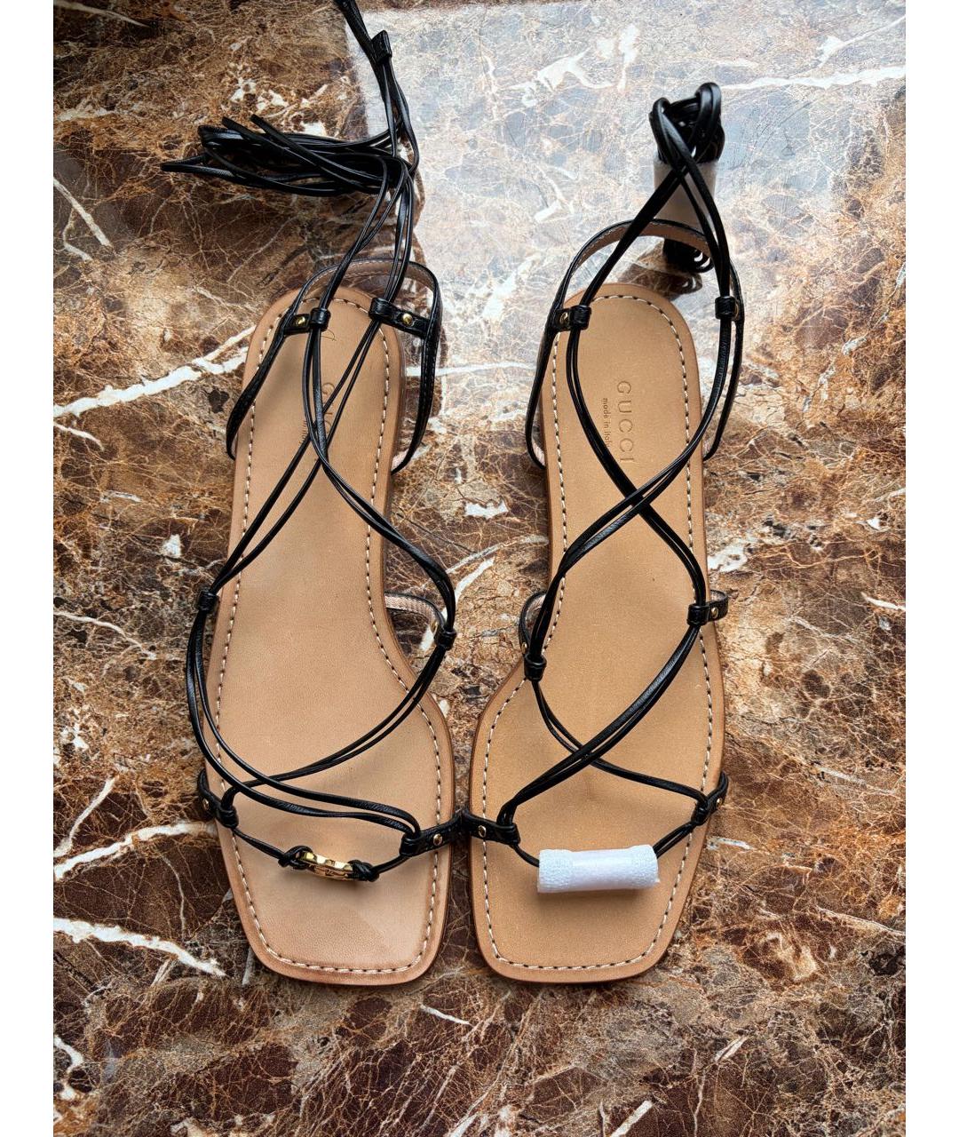 GUCCI Черные кожаные сандалии, фото 2