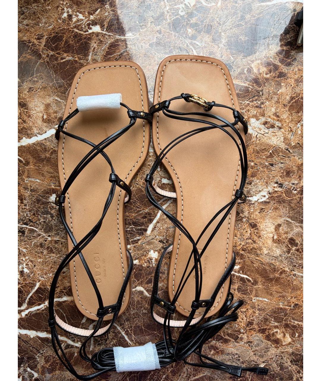GUCCI Черные кожаные сандалии, фото 3
