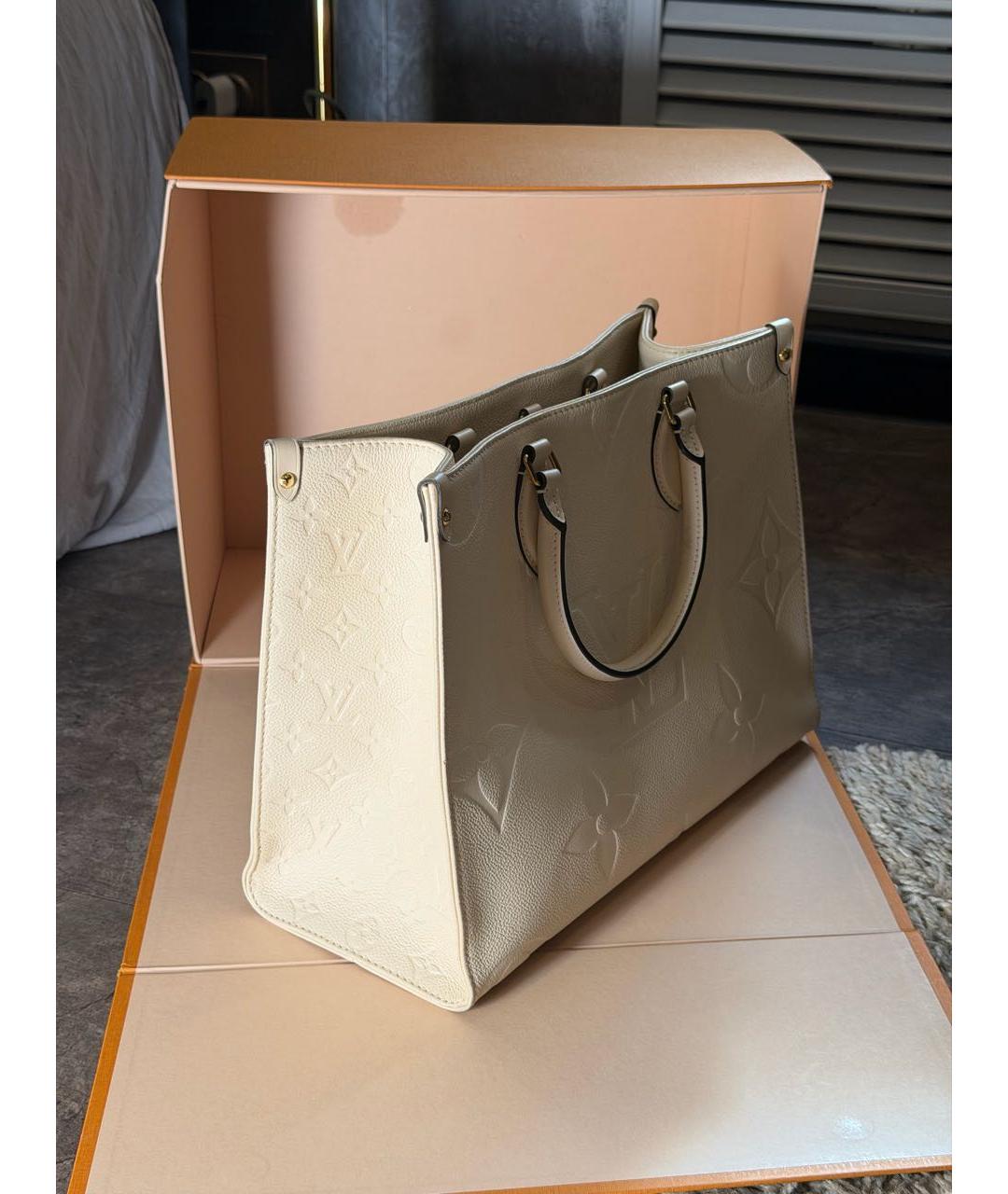 LOUIS VUITTON Бежевая кожаная сумка тоут, фото 2