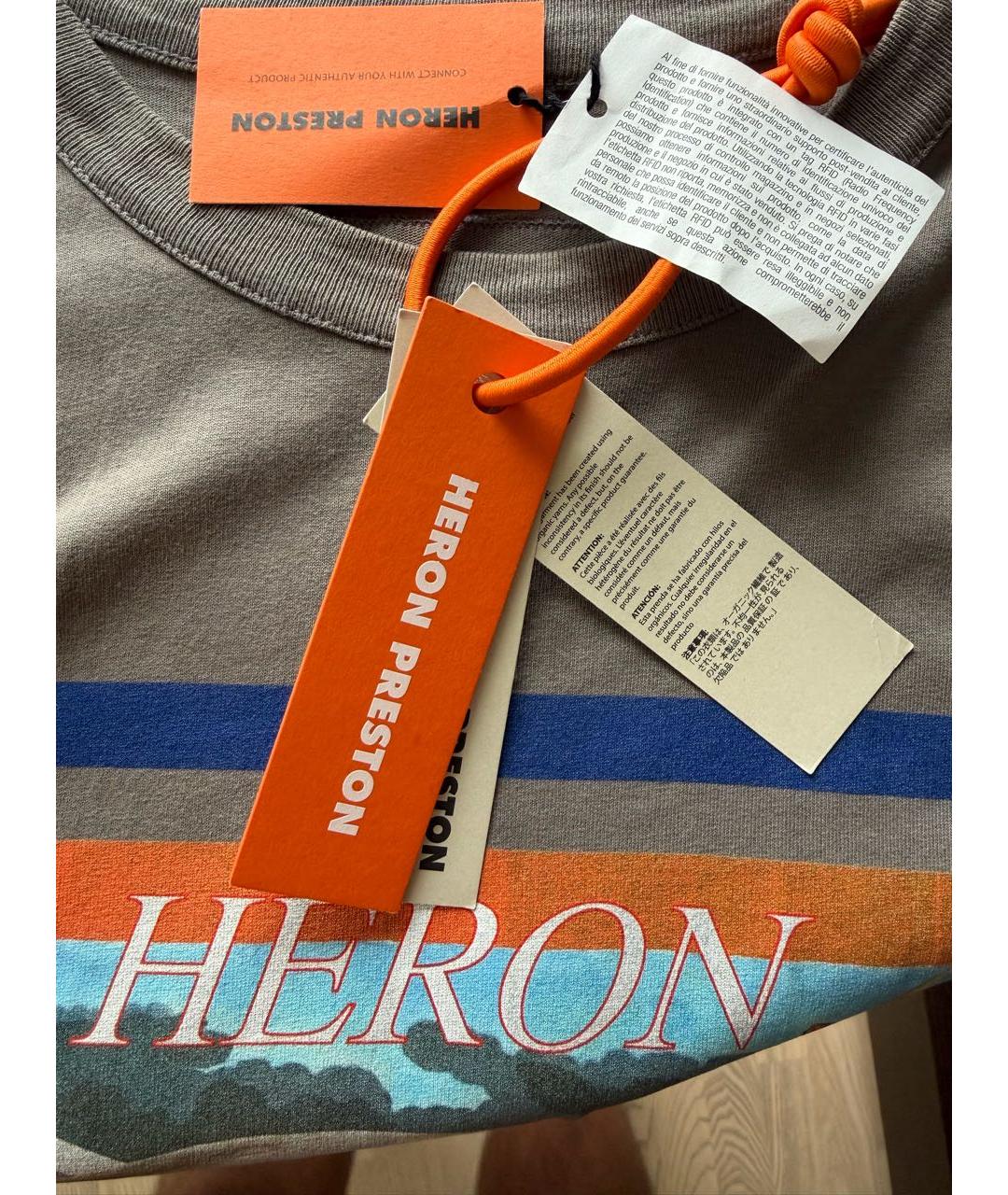 HERON PRESTON Серая хлопковая футболка, фото 3
