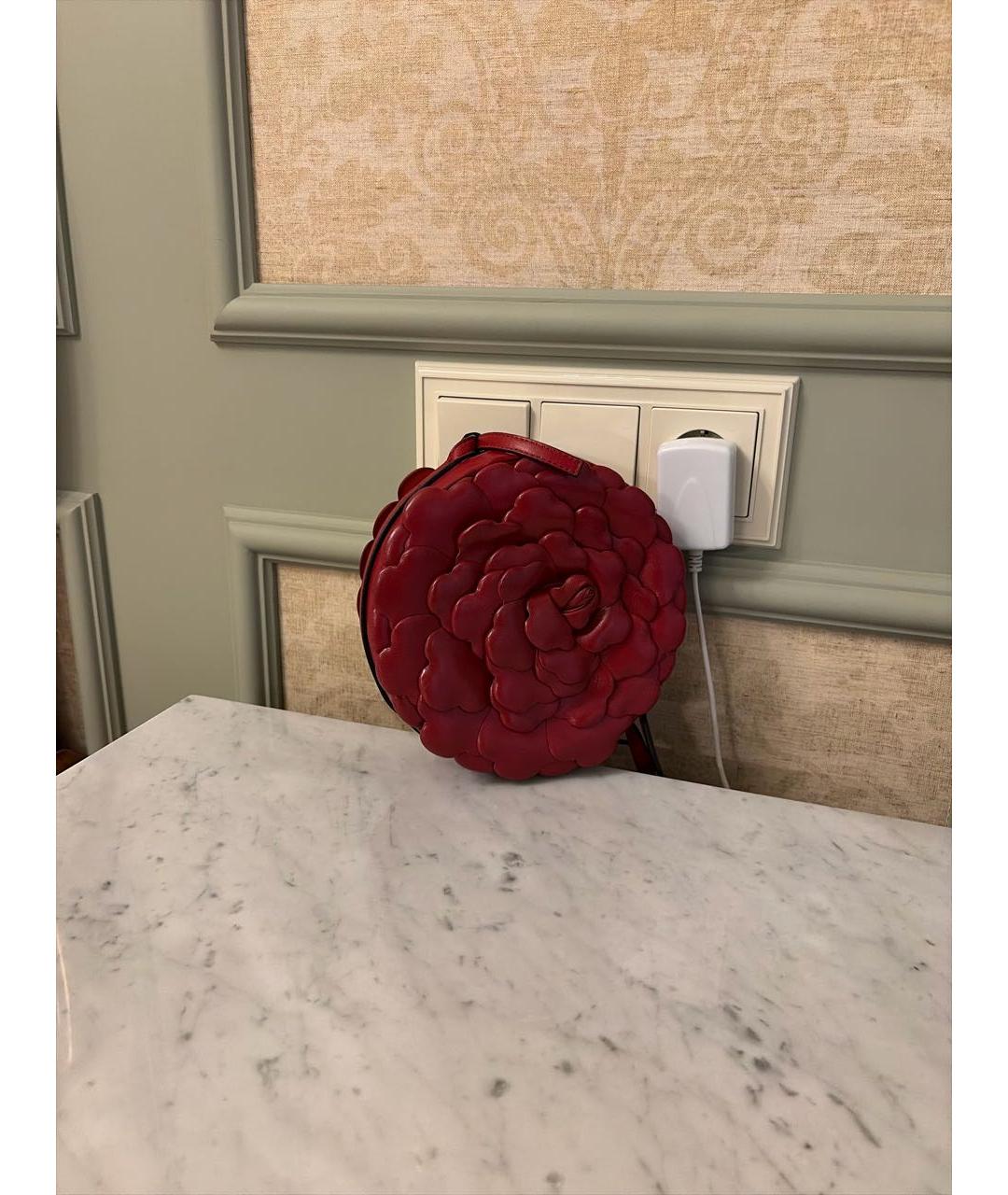 VALENTINO Бордовая кожаная сумка через плечо, фото 3
