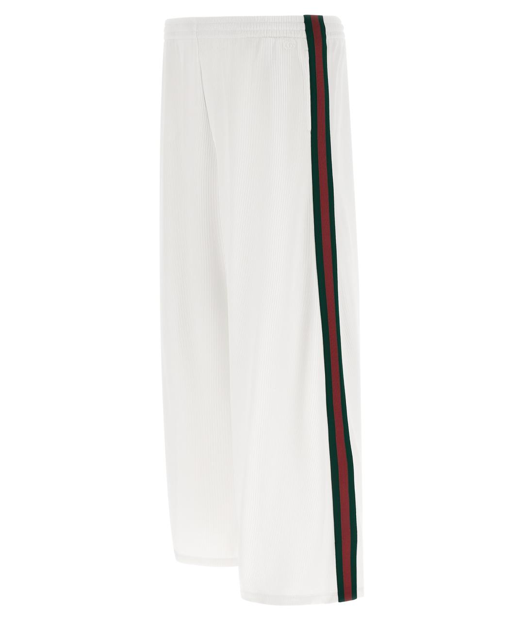 GUCCI Белые хлопковые прямые брюки, фото 3