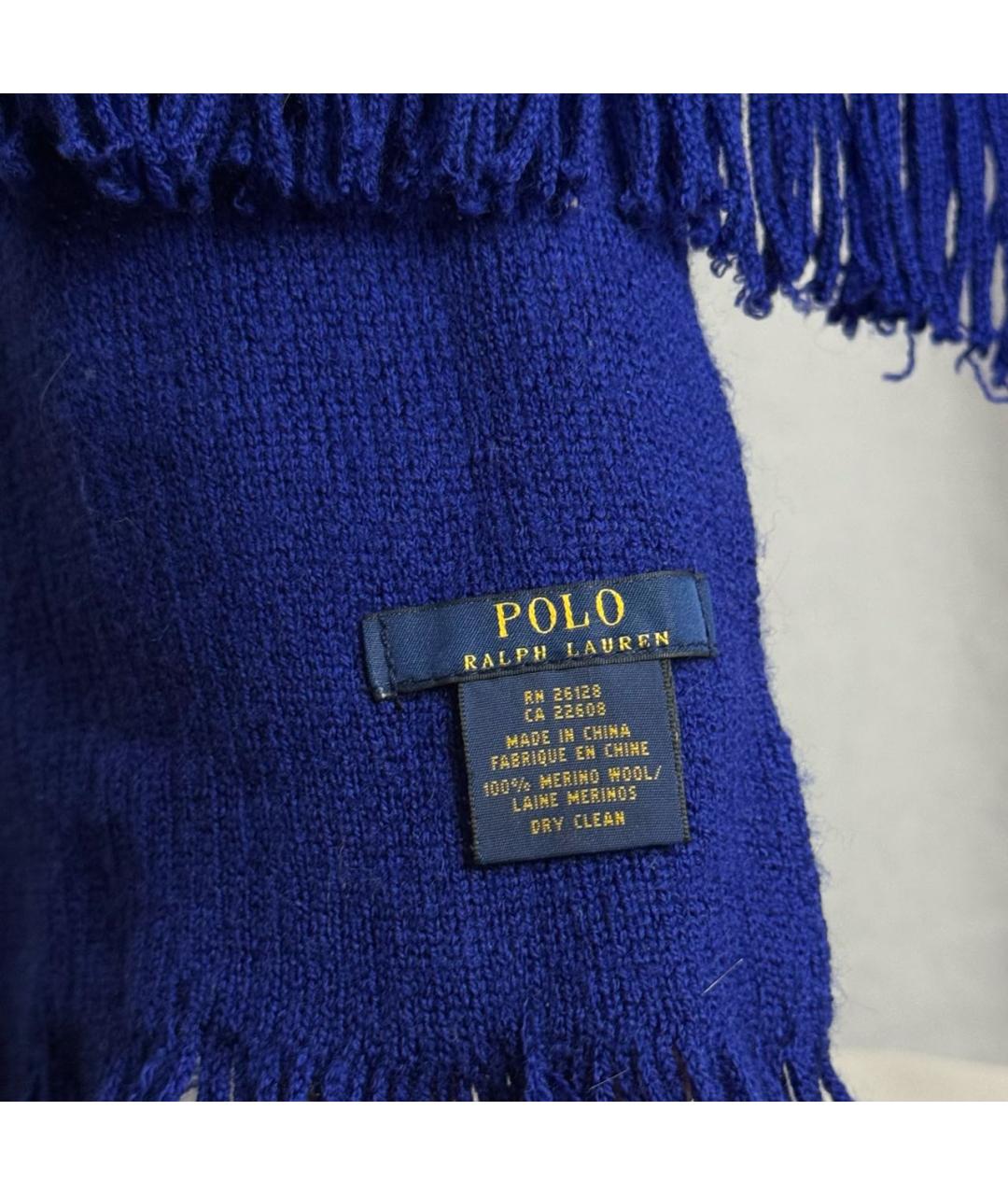 POLO RALPH LAUREN Синий шерстяной шарф, фото 5