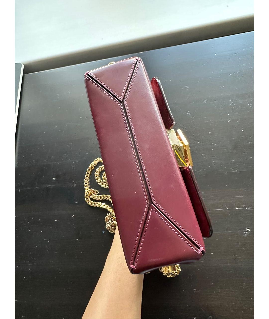 JIMMY CHOO Бордовая кожаная сумка через плечо, фото 6