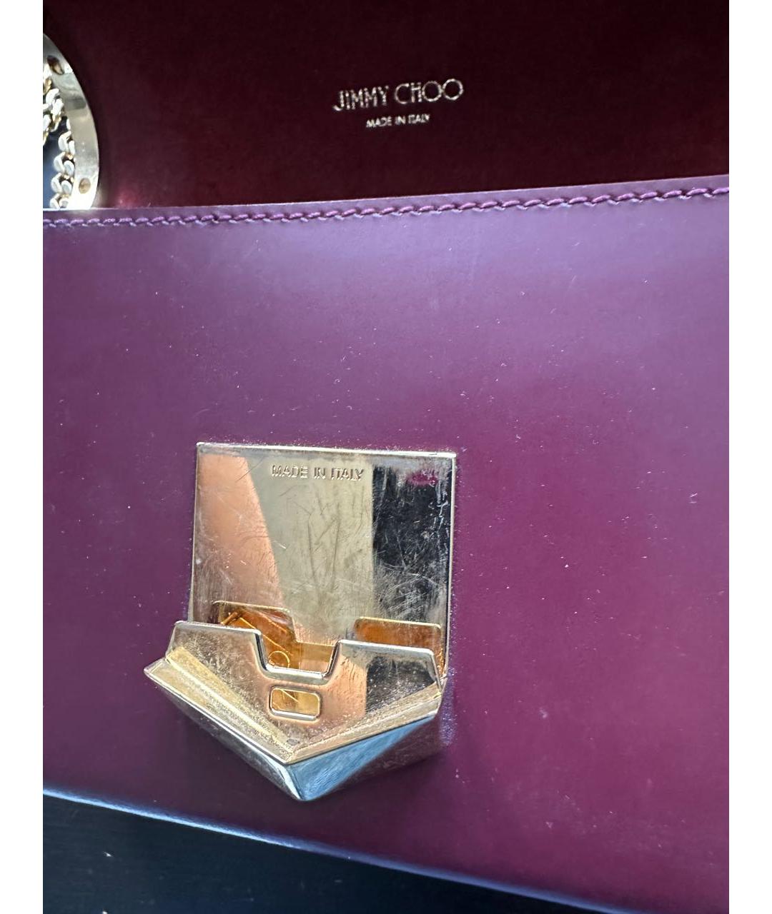 JIMMY CHOO Бордовая кожаная сумка через плечо, фото 7