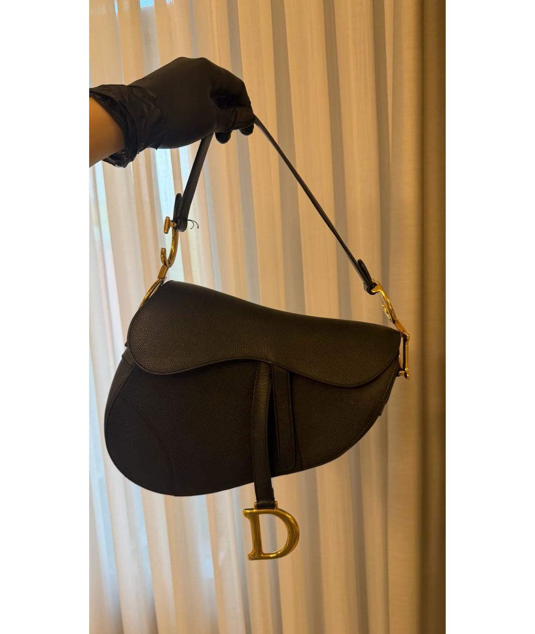 CHRISTIAN DIOR Черная кожаная сумка с короткими ручками, фото 7