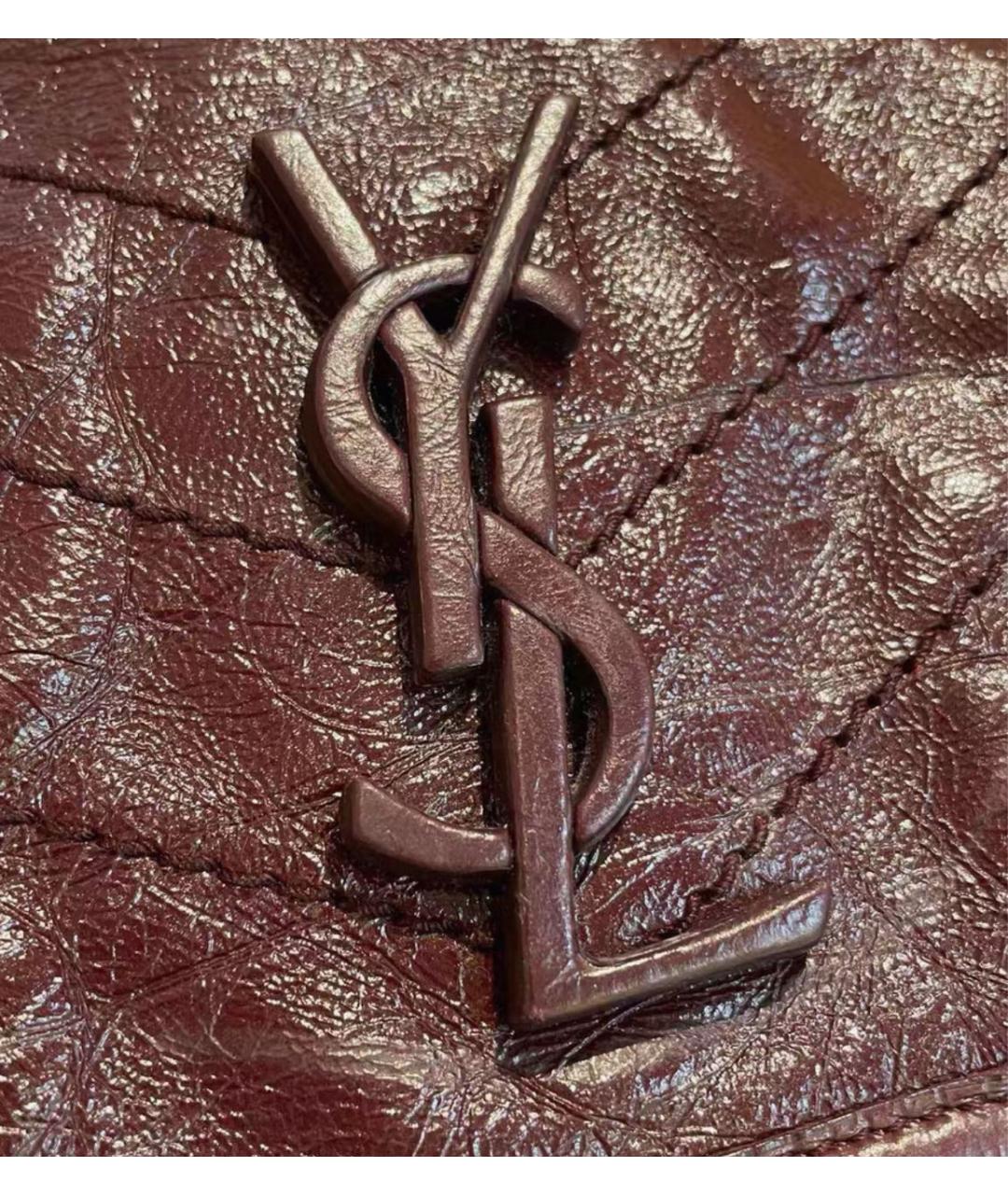 SAINT LAURENT Бордовая кожаная сумка через плечо, фото 6