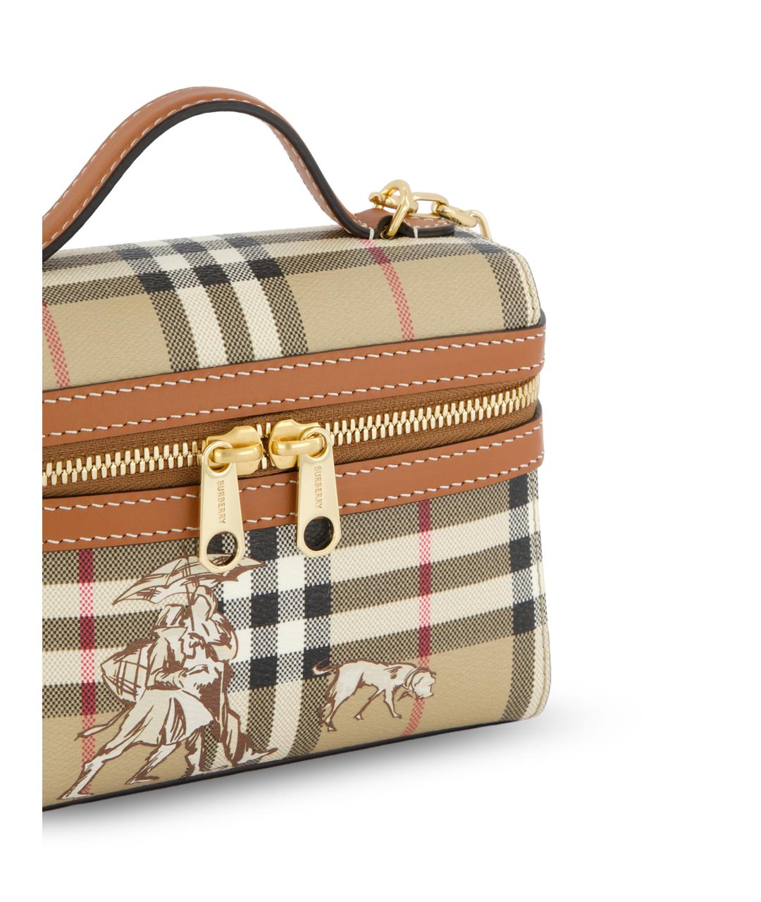BURBERRY Бежевая сумка через плечо из канвы, фото 4