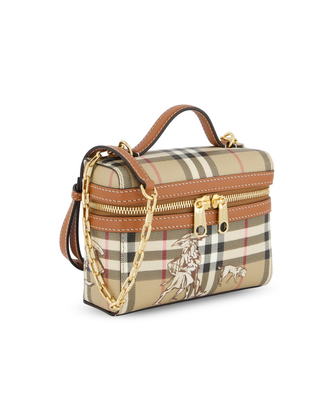 BURBERRY Бежевая сумка через плечо из канвы, фото 3