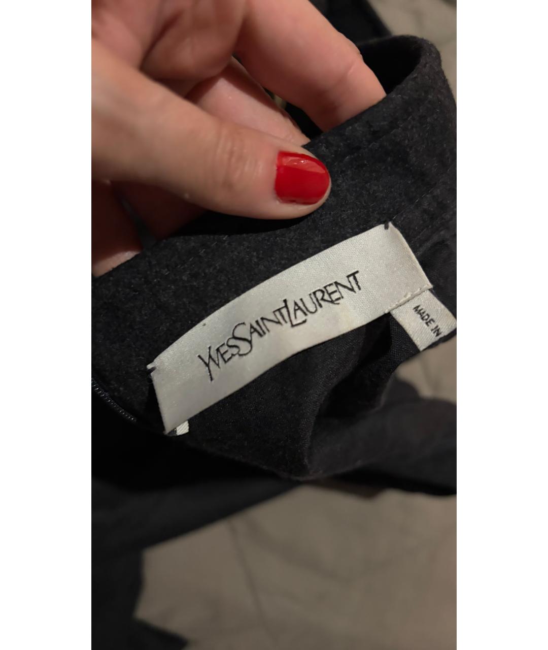 SAINT LAURENT Серое шерстяное повседневное платье, фото 3