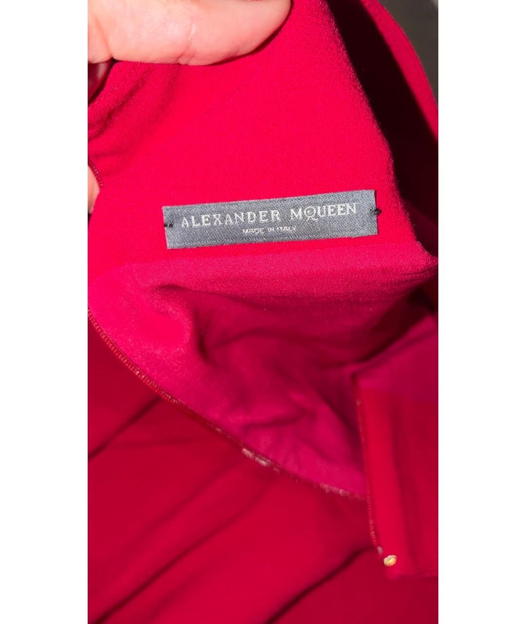 ALEXANDER MCQUEEN Фуксия ацетатное повседневное платье, фото 3