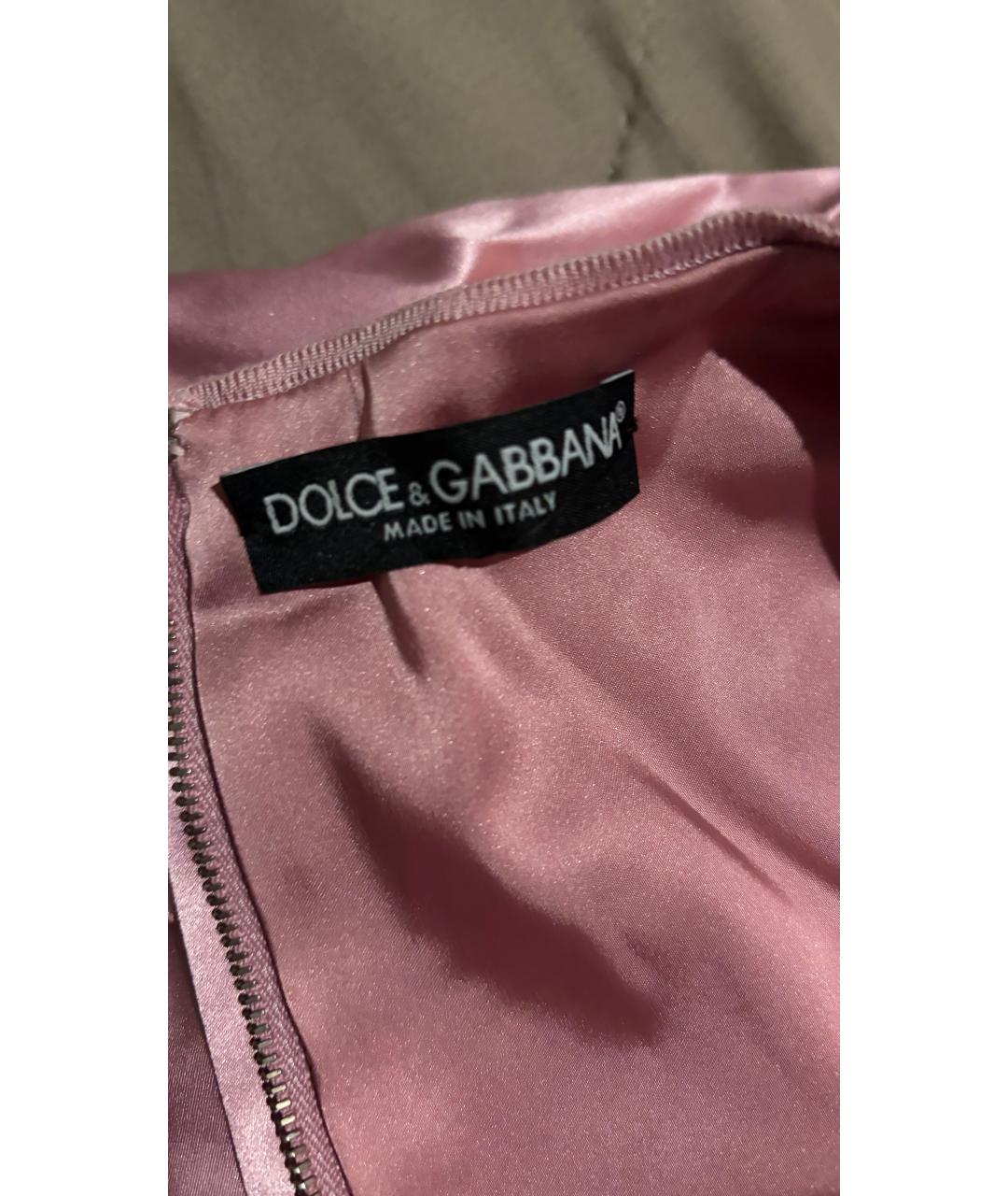 DOLCE&GABBANA Розовое ацетатное коктейльное платье, фото 3