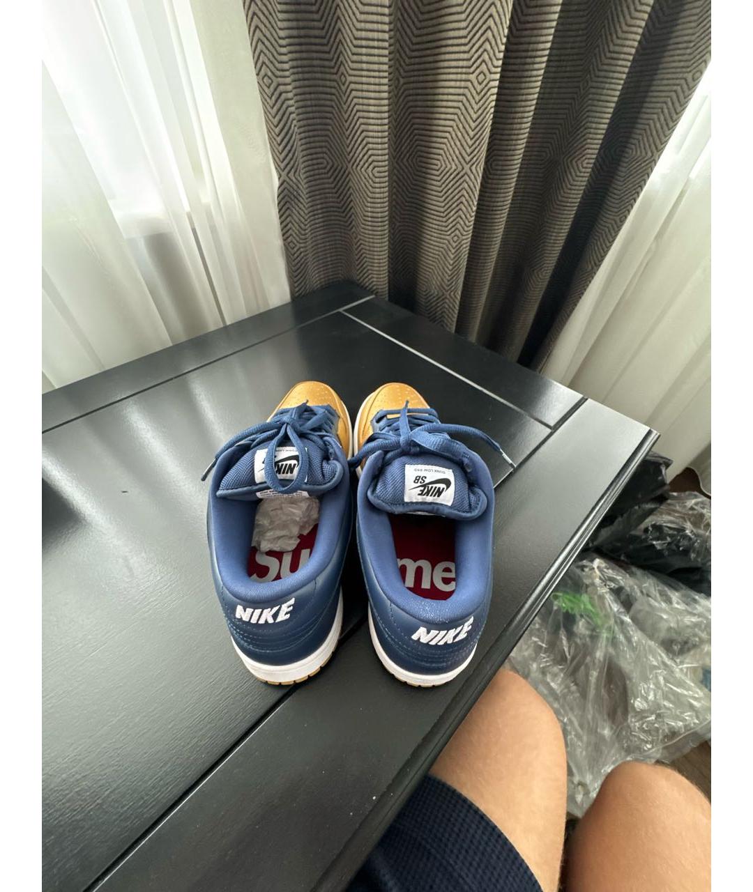 NIKE Синие кожаные низкие кроссовки / кеды, фото 3