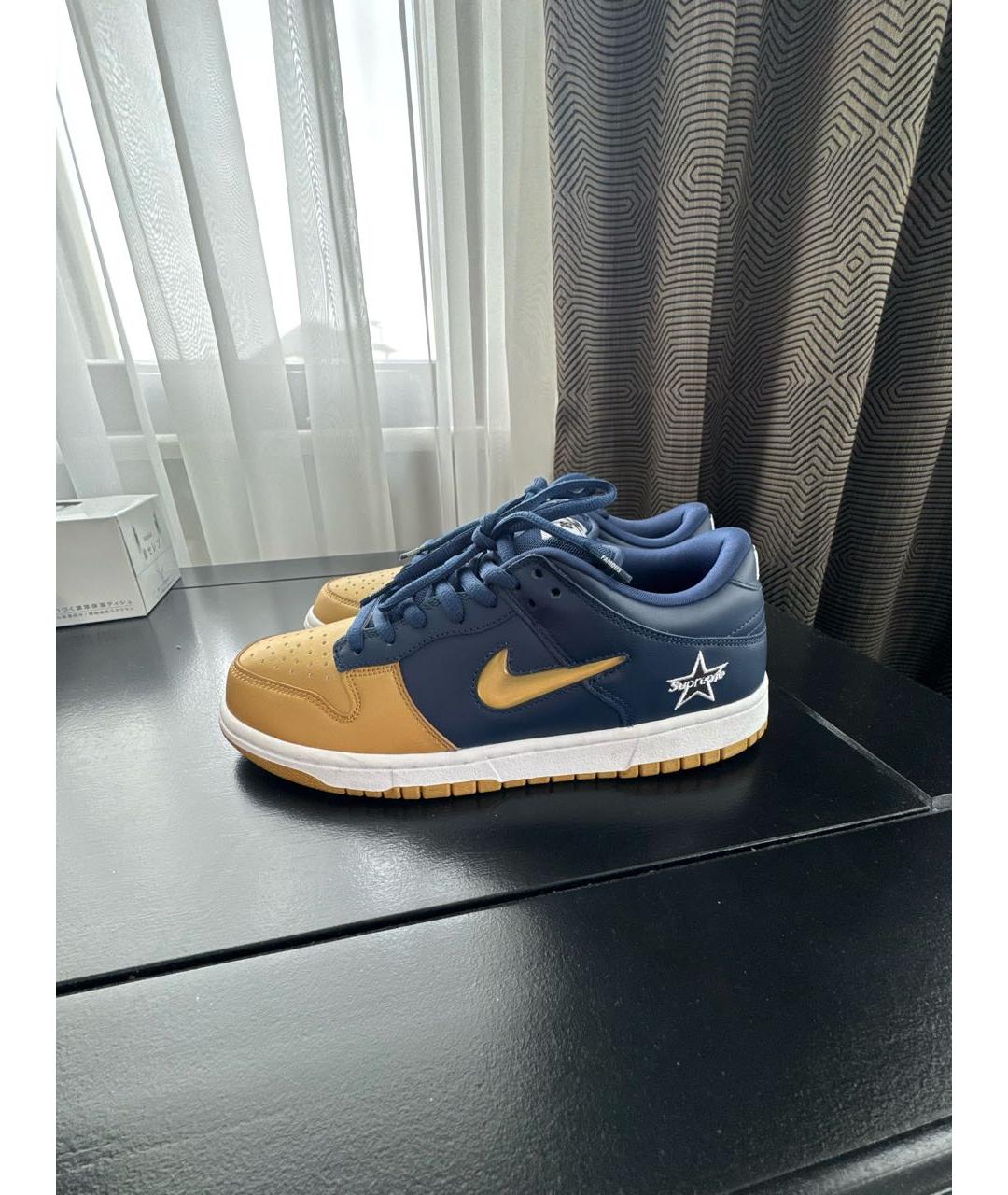 NIKE Синие кожаные низкие кроссовки / кеды, фото 4