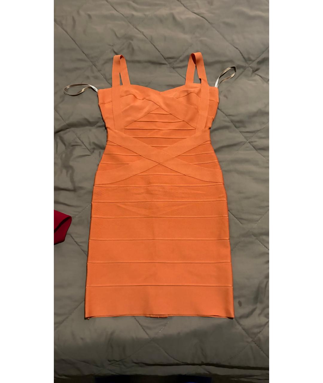 HERVE LEGER Оранжевое коктейльное платье, фото 5
