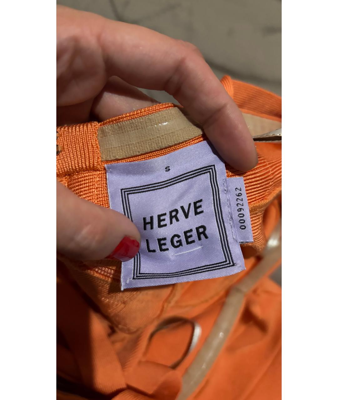 HERVE LEGER Оранжевое коктейльное платье, фото 4