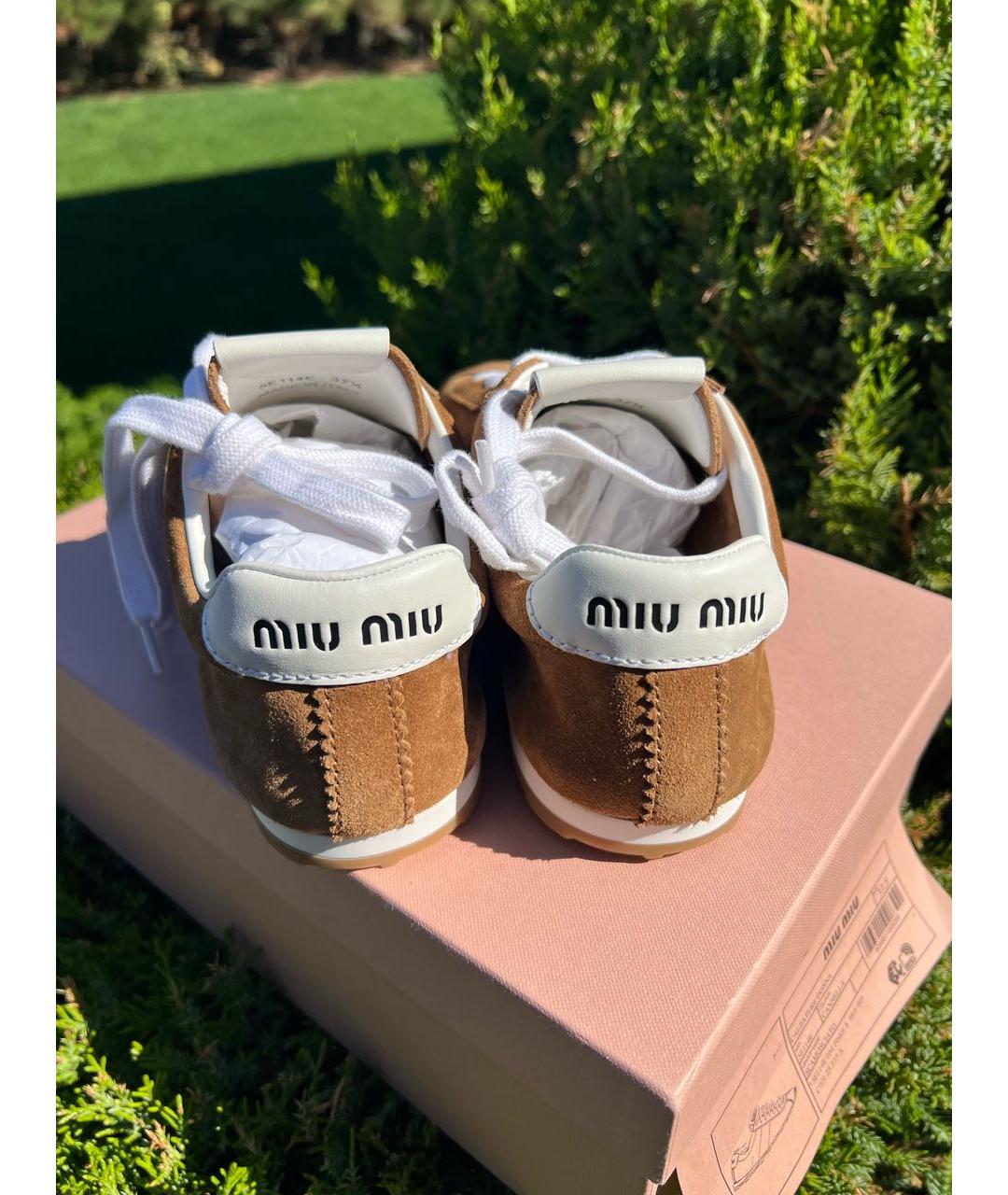MIU MIU Коричневые замшевые кеды, фото 4