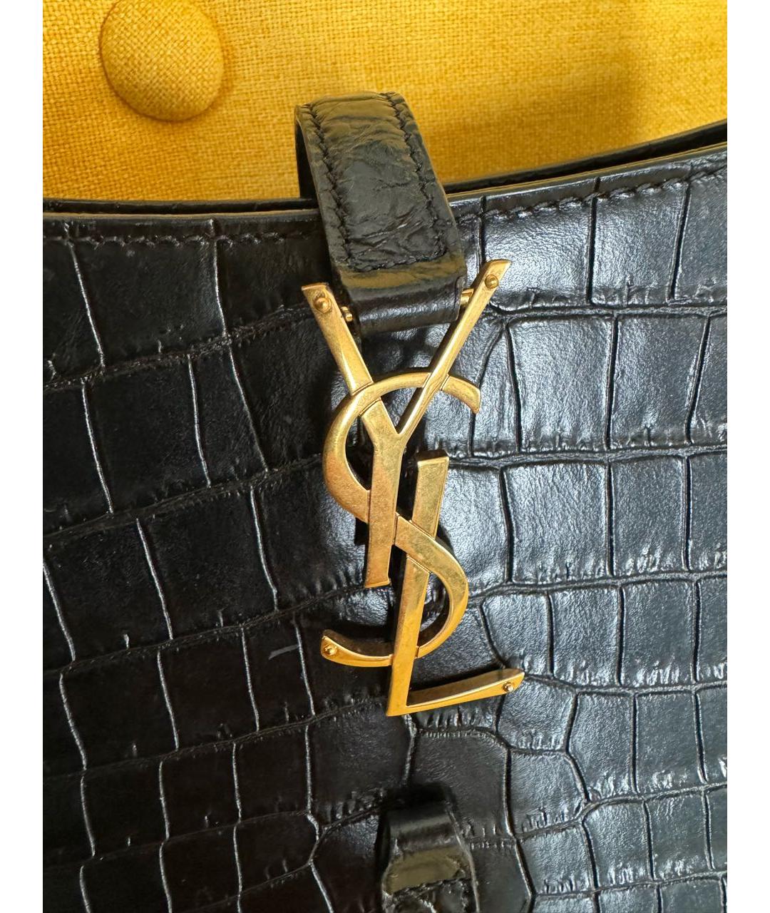 SAINT LAURENT Черная кожаная сумка с короткими ручками, фото 3