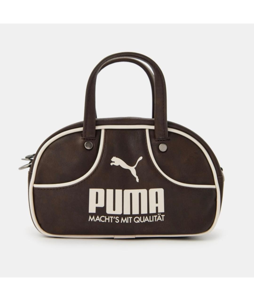 PUMA Коричневая сумка с короткими ручками из искусственной кожи, фото 7