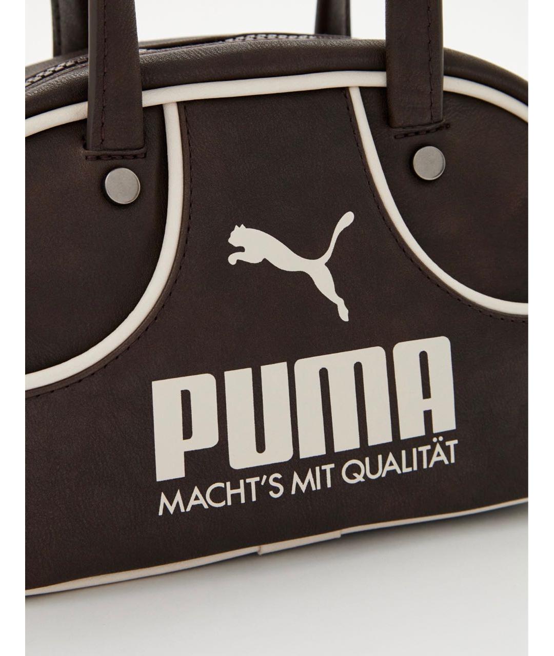 PUMA Коричневая сумка с короткими ручками из искусственной кожи, фото 4