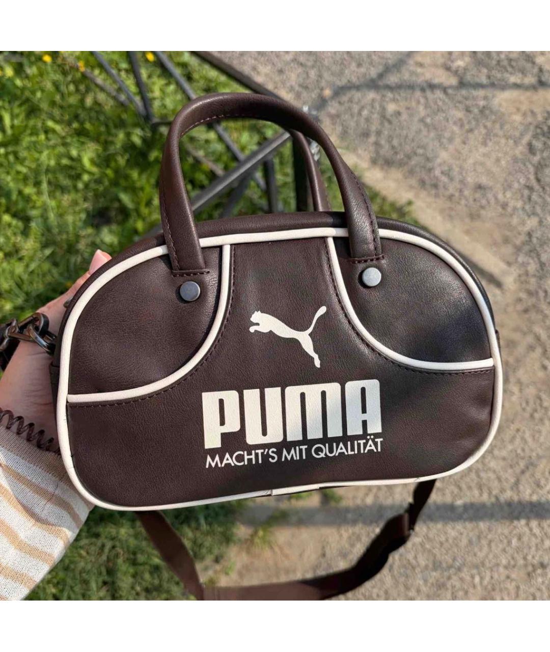 PUMA Коричневая сумка с короткими ручками из искусственной кожи, фото 5