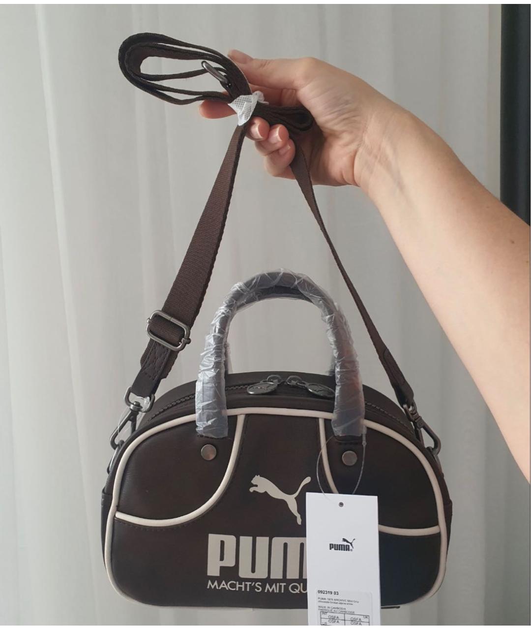 PUMA Коричневая сумка с короткими ручками из искусственной кожи, фото 6