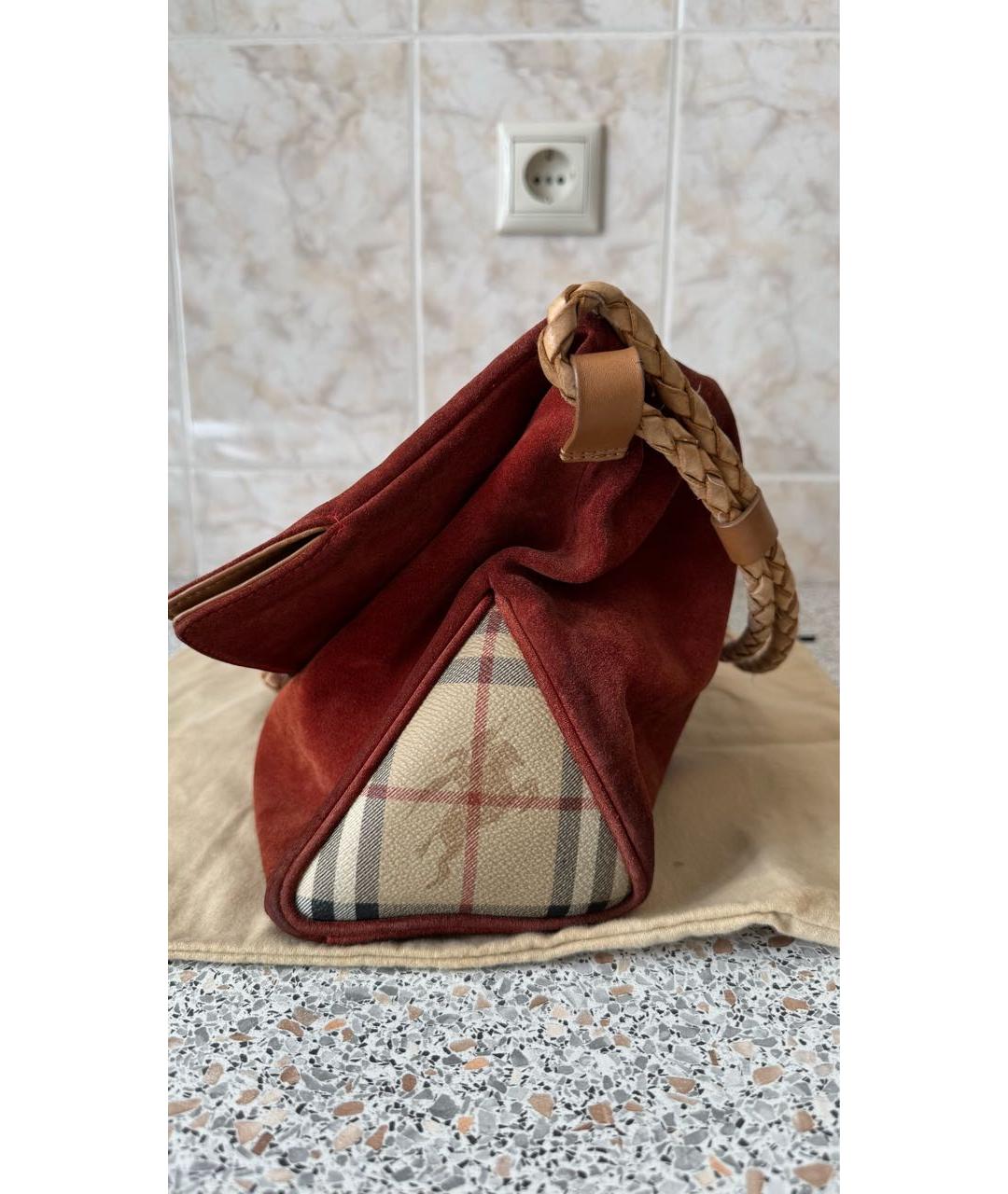 BURBERRY Красная замшевая сумка через плечо, фото 2